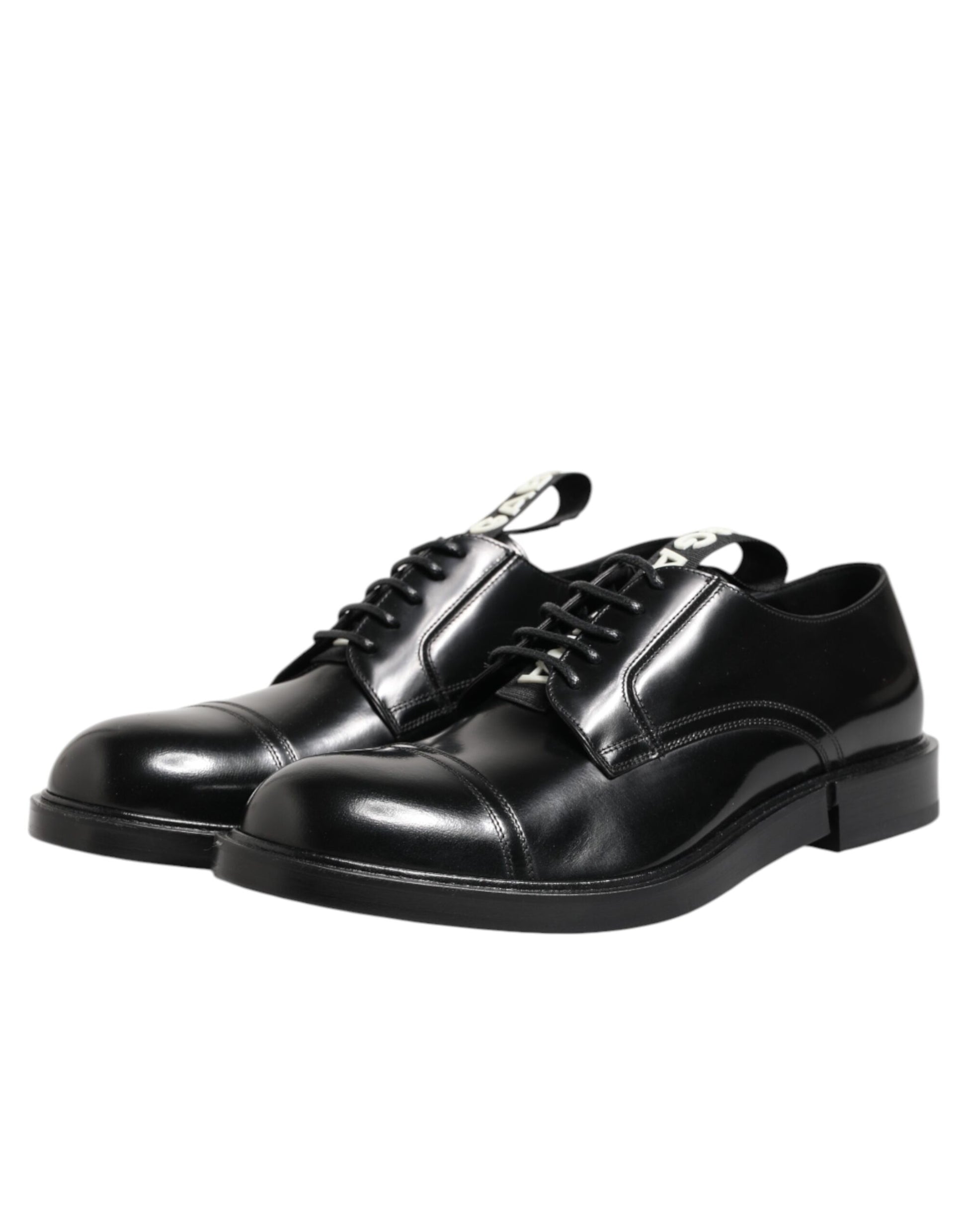 Dolce & Gabbana Schwarzes Leder Kleid Schnürschuhe Männer Formale Schuhe