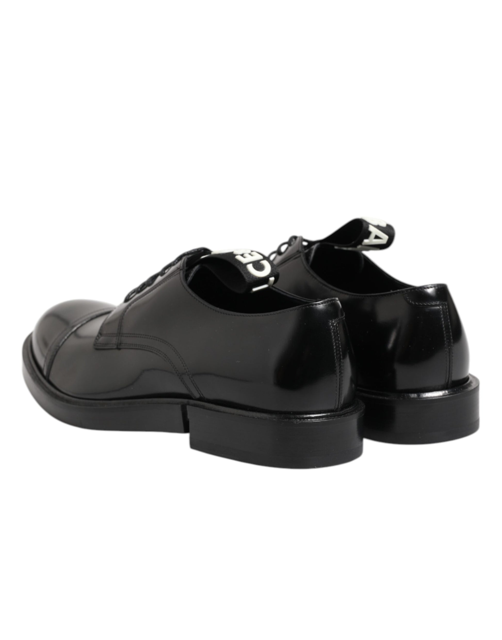 Dolce & Gabbana Schwarzes Leder Kleid Schnürschuhe Männer Formale Schuhe