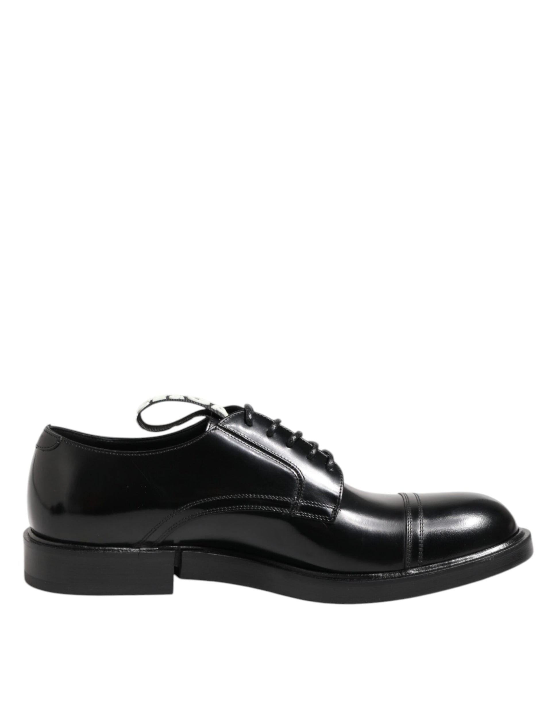 Dolce & Gabbana Schwarzes Leder Kleid Schnürschuhe Männer Formale Schuhe