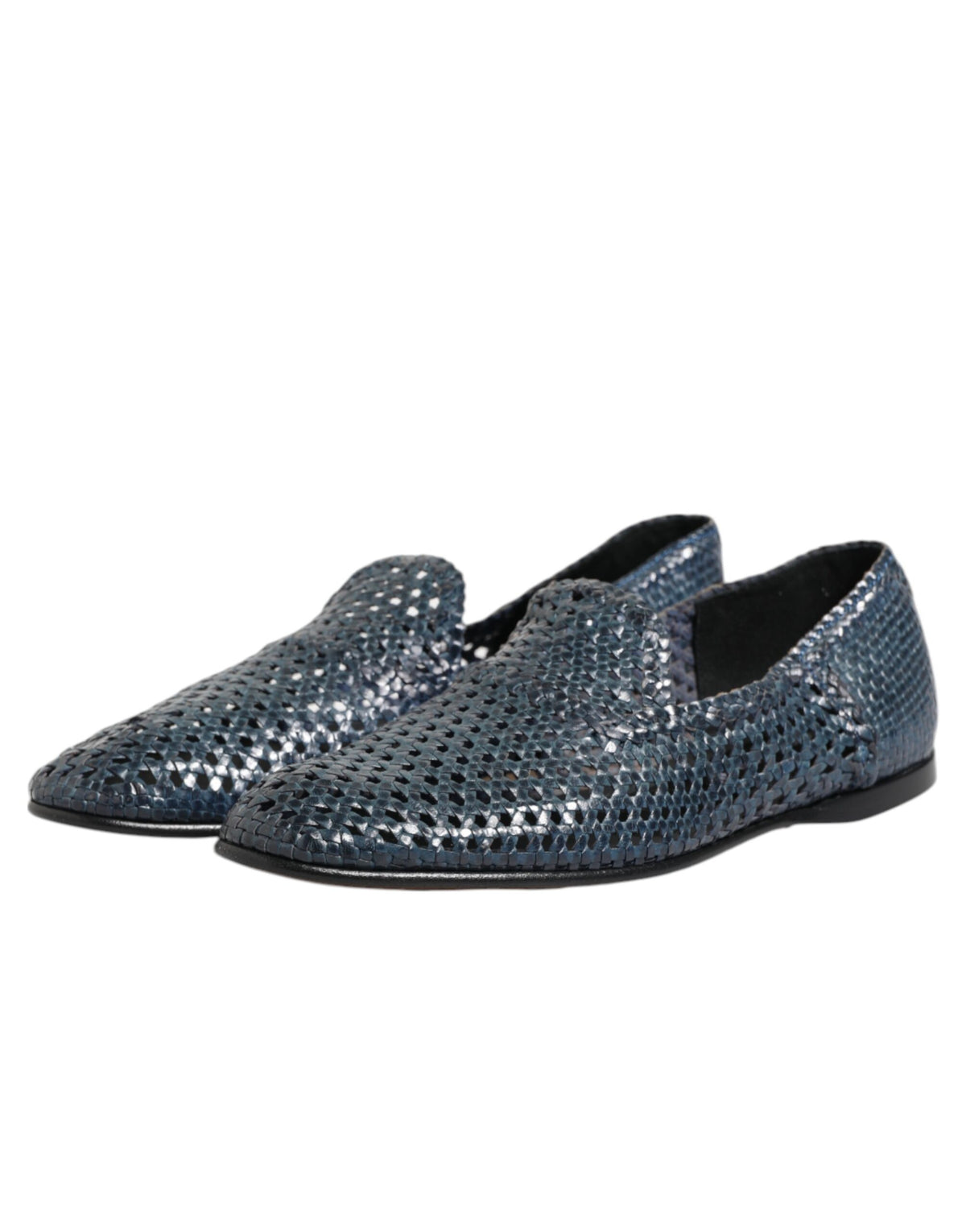 Dolce & Gabbana Blauwe Geweven Leren Instappers