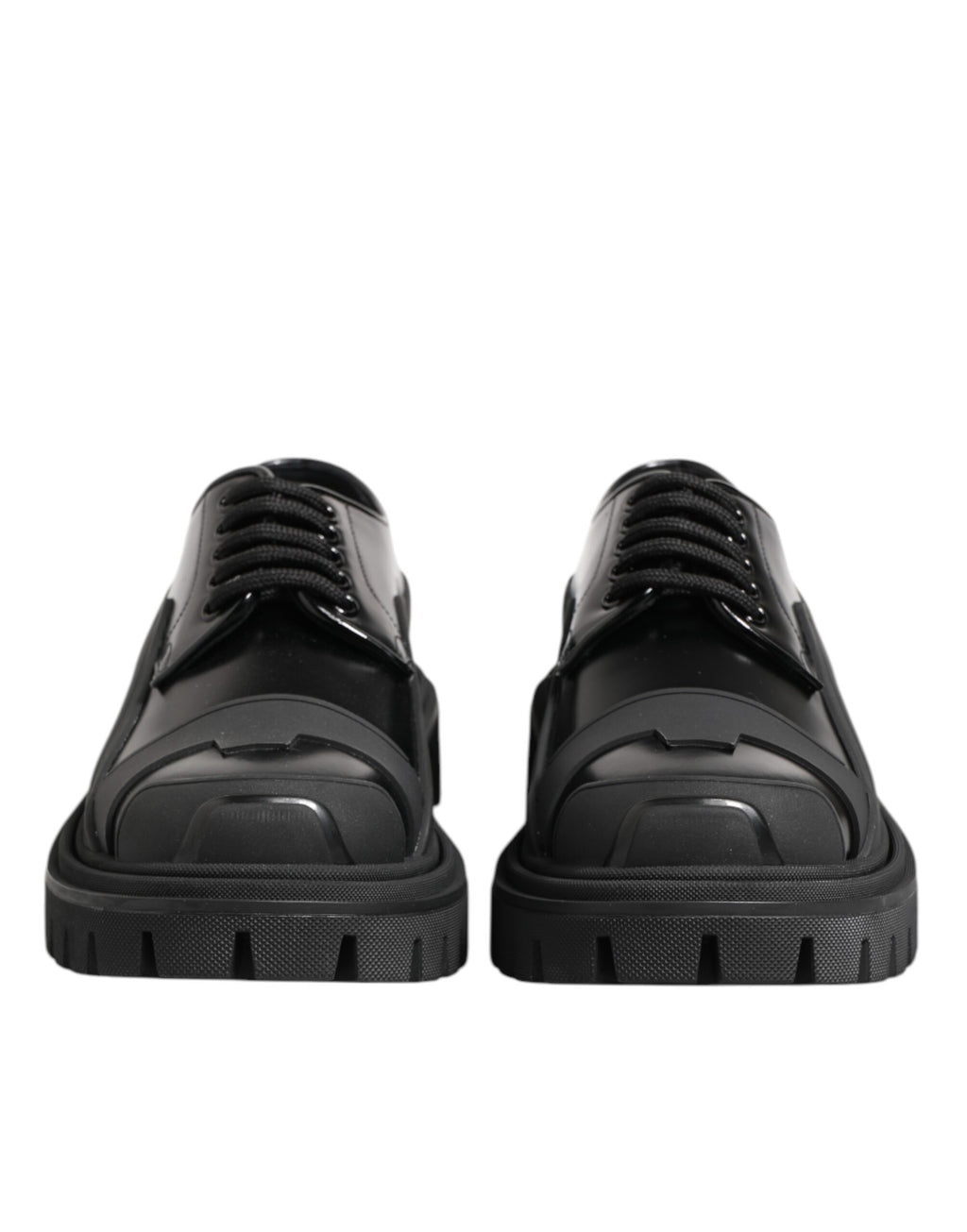 Dolce & Gabbana Trekking-Derby-Schuhe aus schwarzem Lackleder