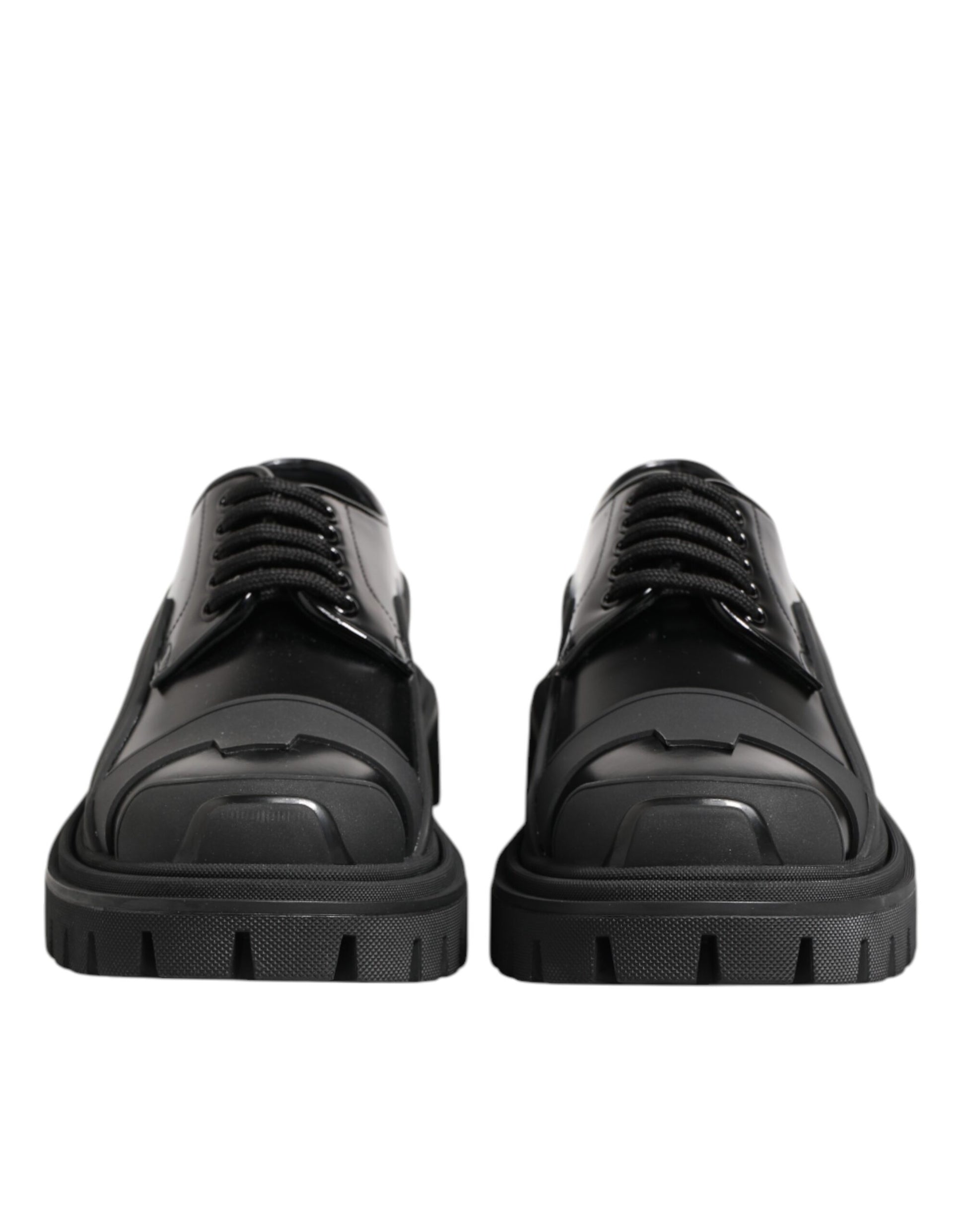 Dolce & Gabbana Trekking-Derby-Schuhe aus schwarzem Lackleder