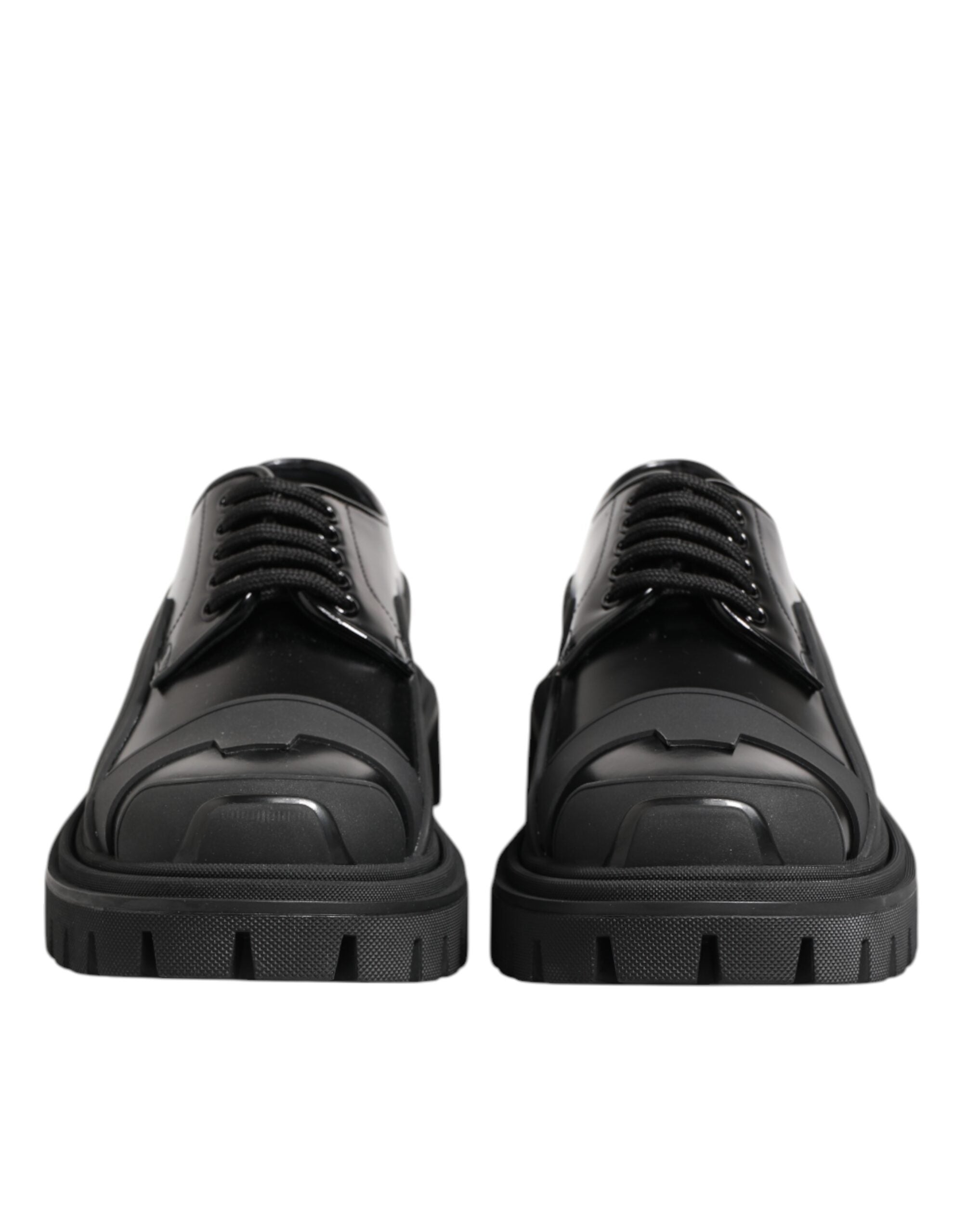 Dolce & Gabbana Trekking-Derby-Schuhe aus schwarzem Lackleder