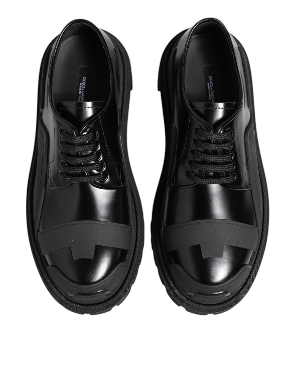 Dolce & Gabbana Trekking-Derby-Schuhe aus schwarzem Lackleder