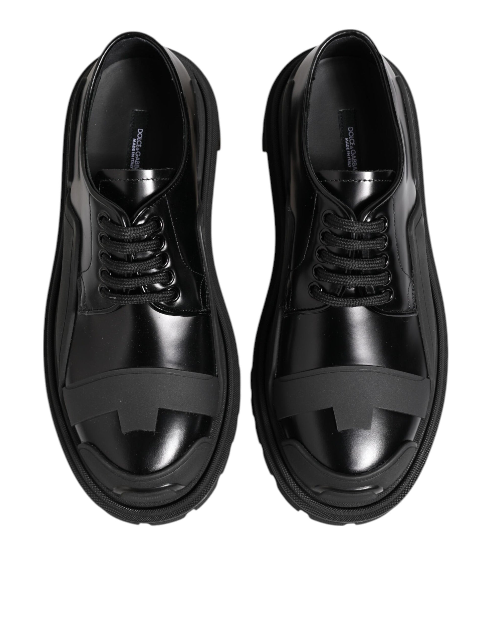 Dolce & Gabbana Trekking-Derby-Schuhe aus schwarzem Lackleder