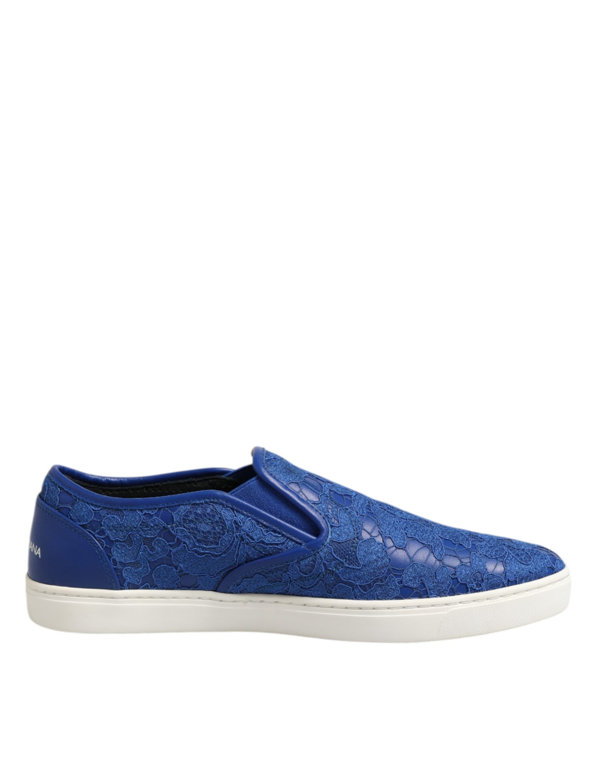 Dolce & Gabbana Blaue Leder Spitze Slip On Sneaker Schuhe