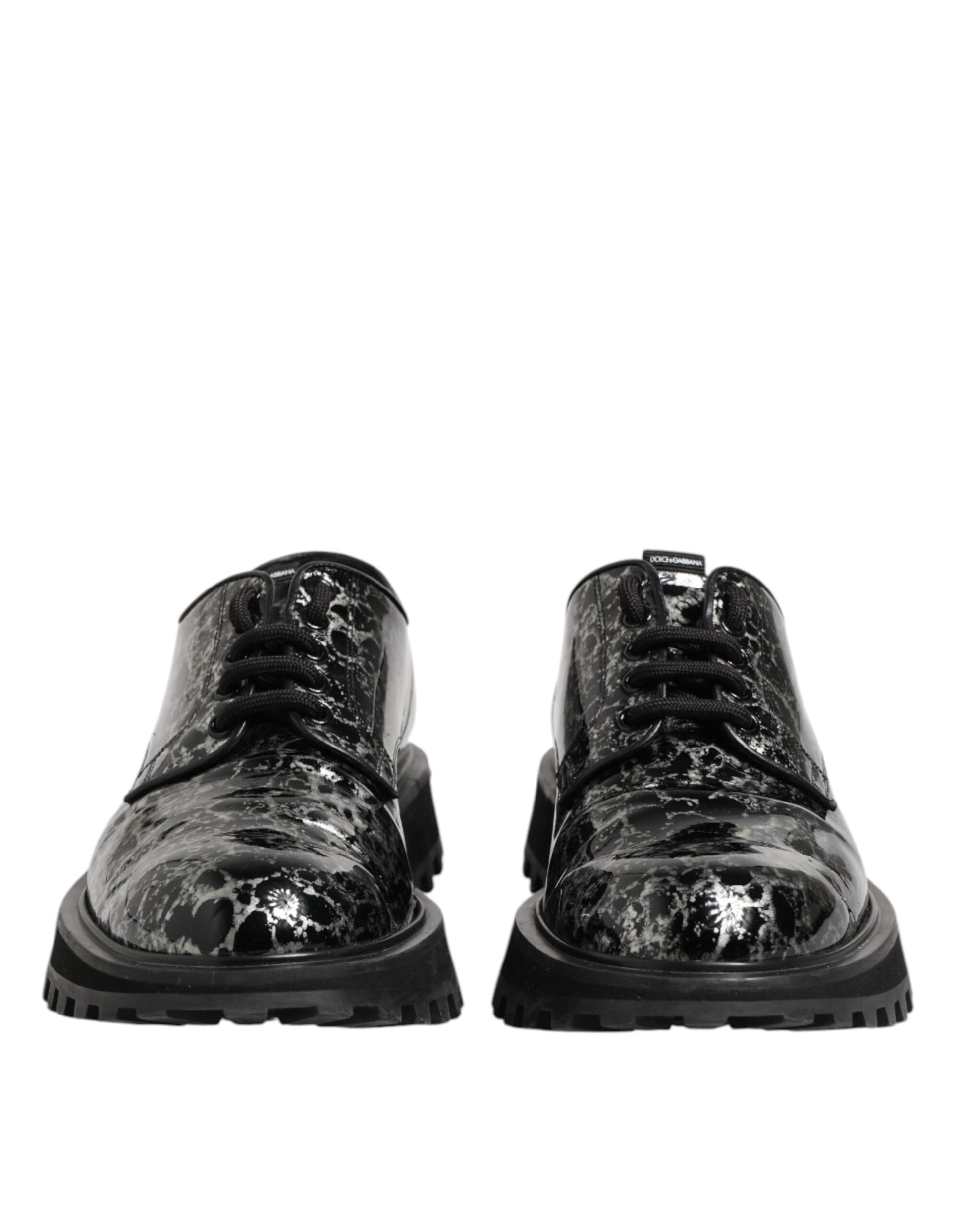 Dolce & Gabbana Schwarz Weiß Kalbsleder Chunky Derby Schuhe