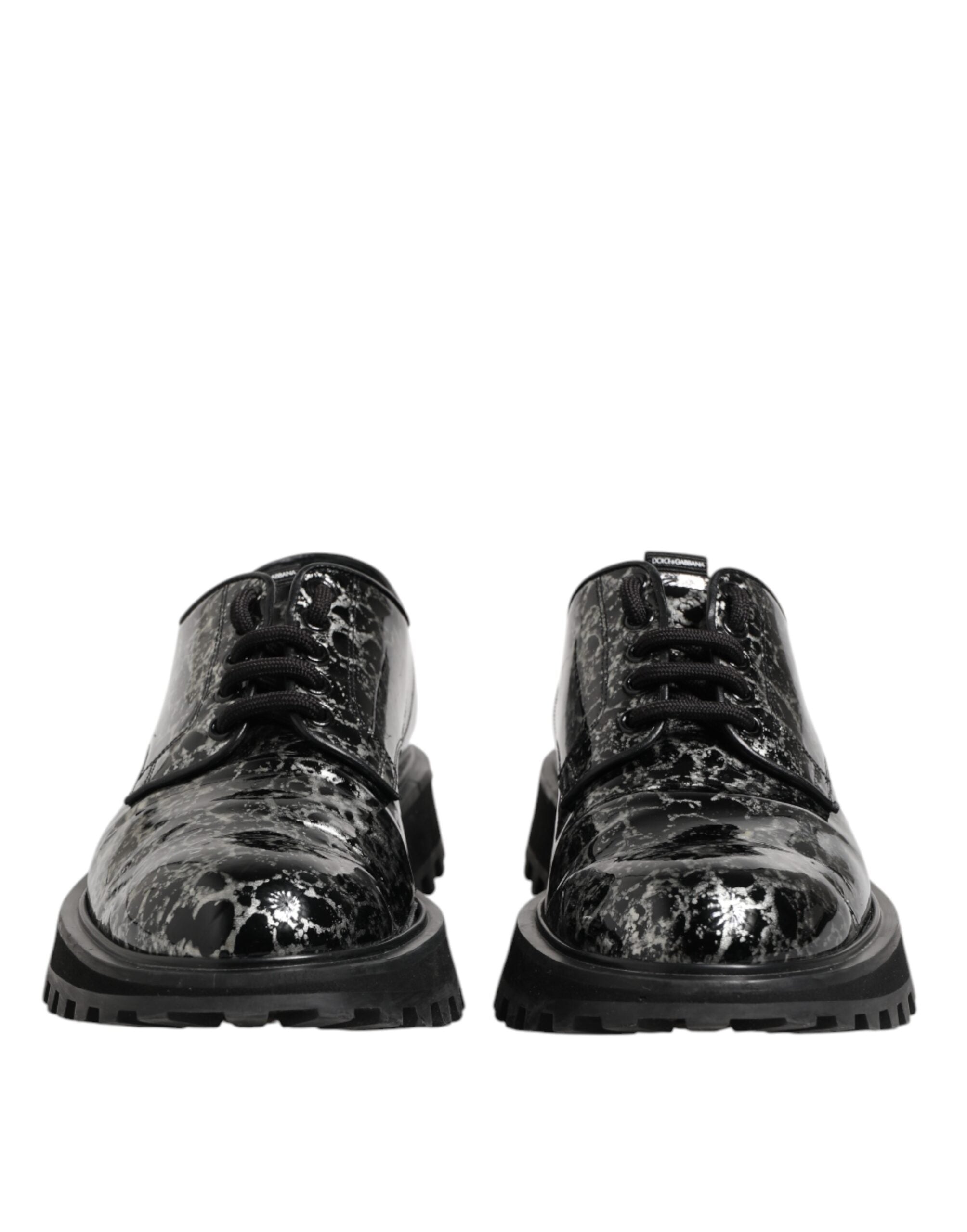 Dolce & Gabbana Schwarz Weiß Kalbsleder Chunky Derby Schuhe