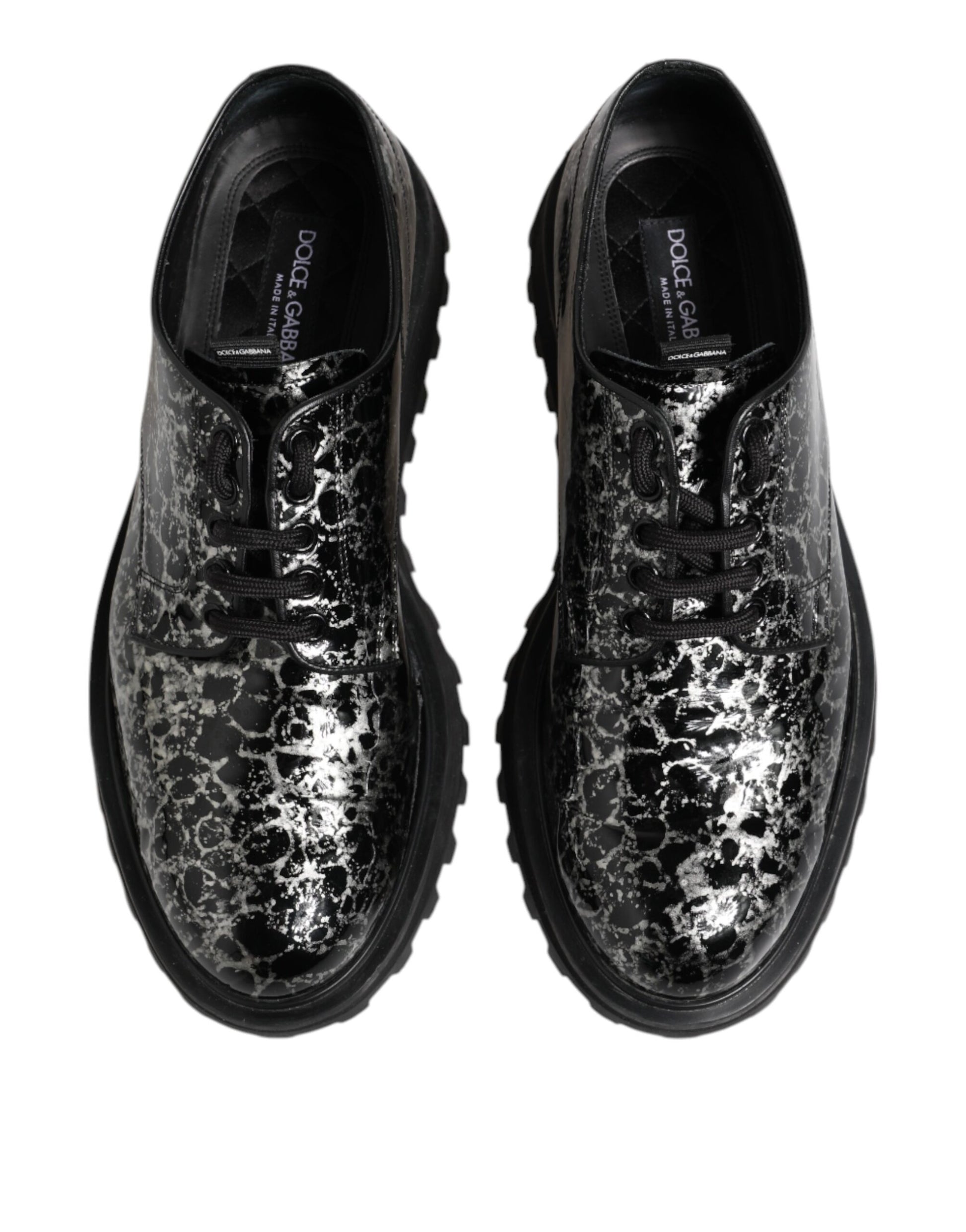 Dolce & Gabbana Schwarz Weiß Kalbsleder Chunky Derby Schuhe