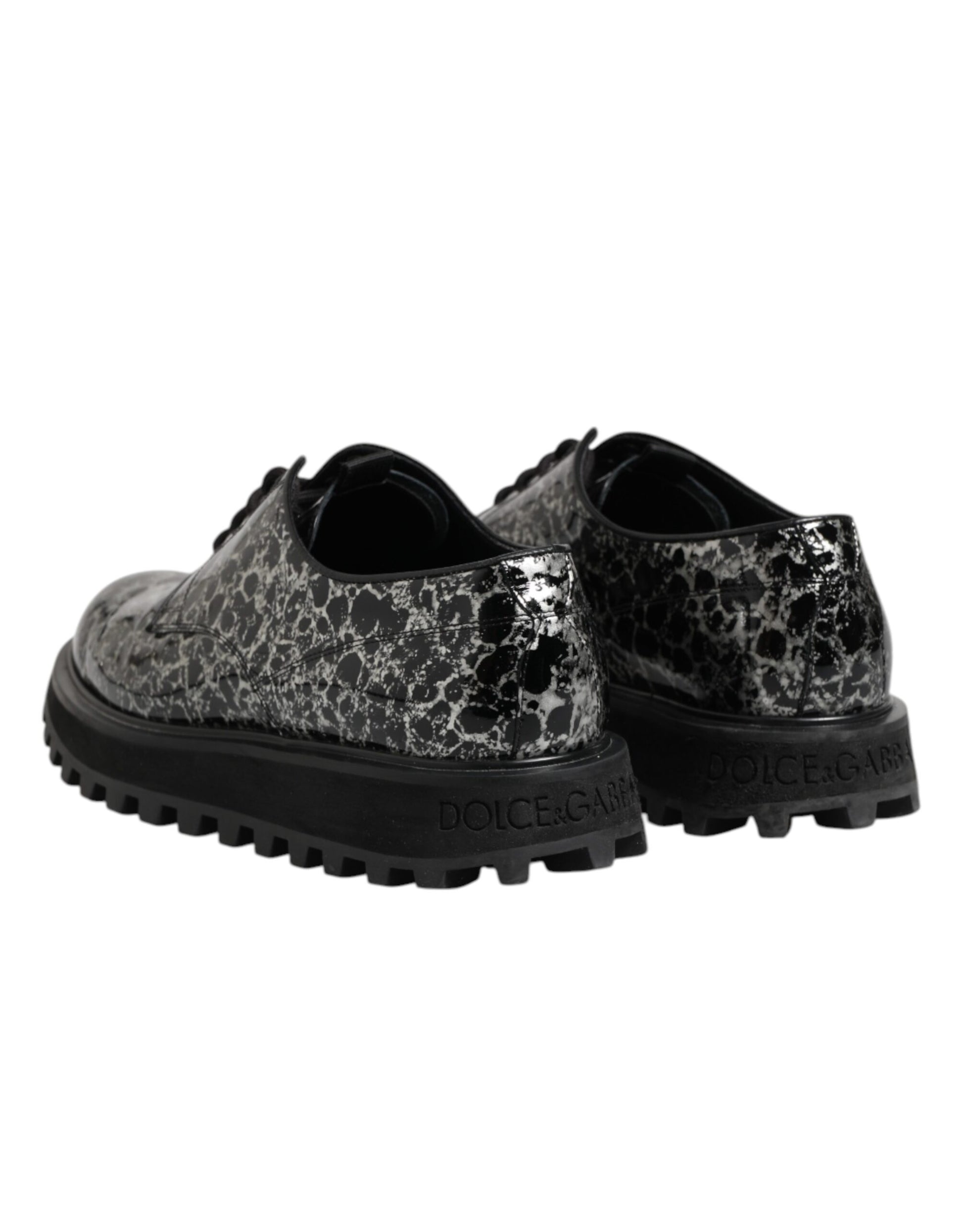 Dolce & Gabbana Schwarz Weiß Kalbsleder Chunky Derby Schuhe
