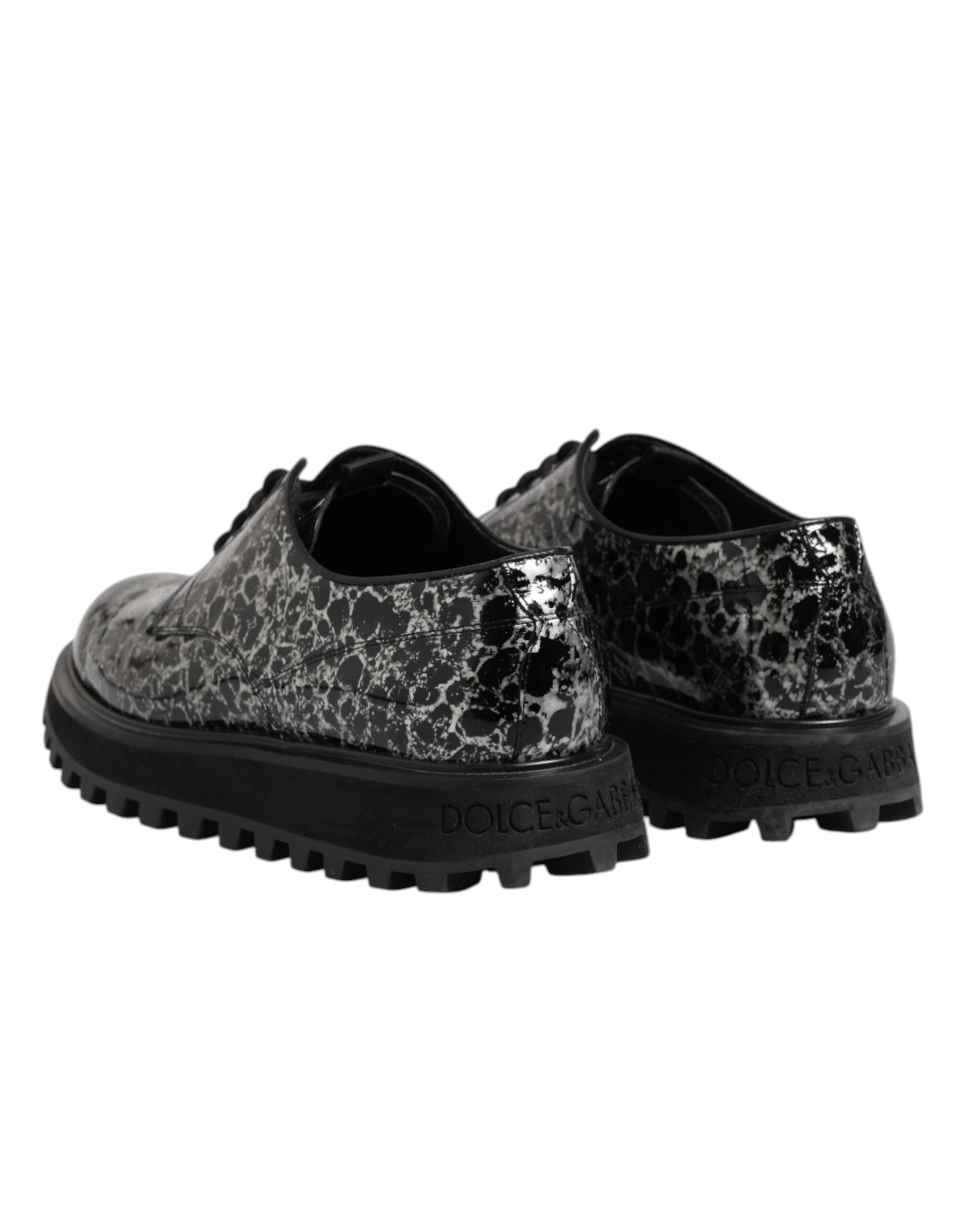 Dolce & Gabbana Schwarz Weiß Kalbsleder Chunky Derby Schuhe