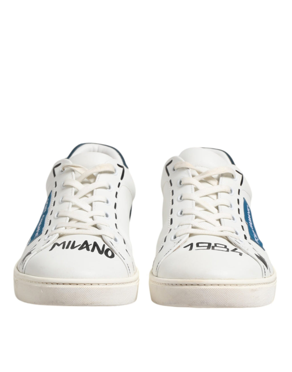 Dolce & Gabbana Weiße Leder bedruckte Low Top Sneakers Schuhe