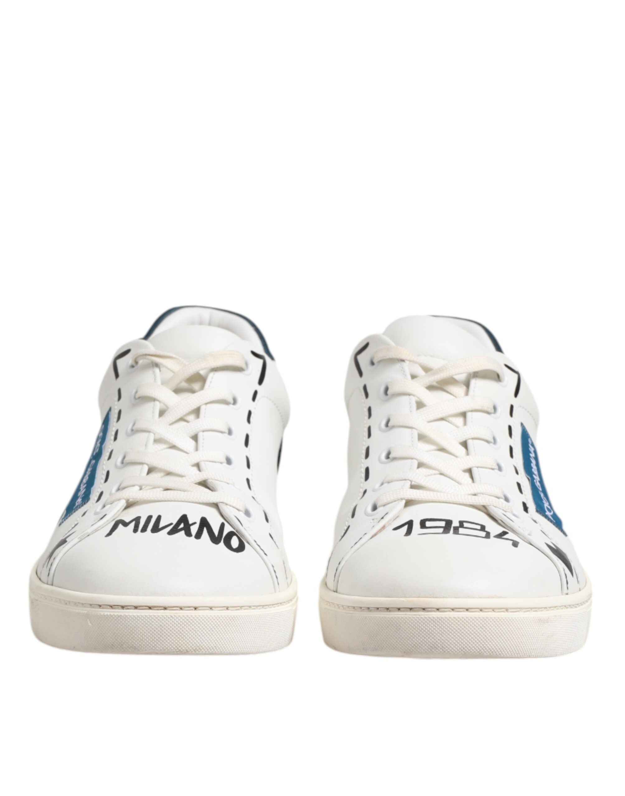 Dolce & Gabbana Weiße Leder bedruckte Low Top Sneakers Schuhe