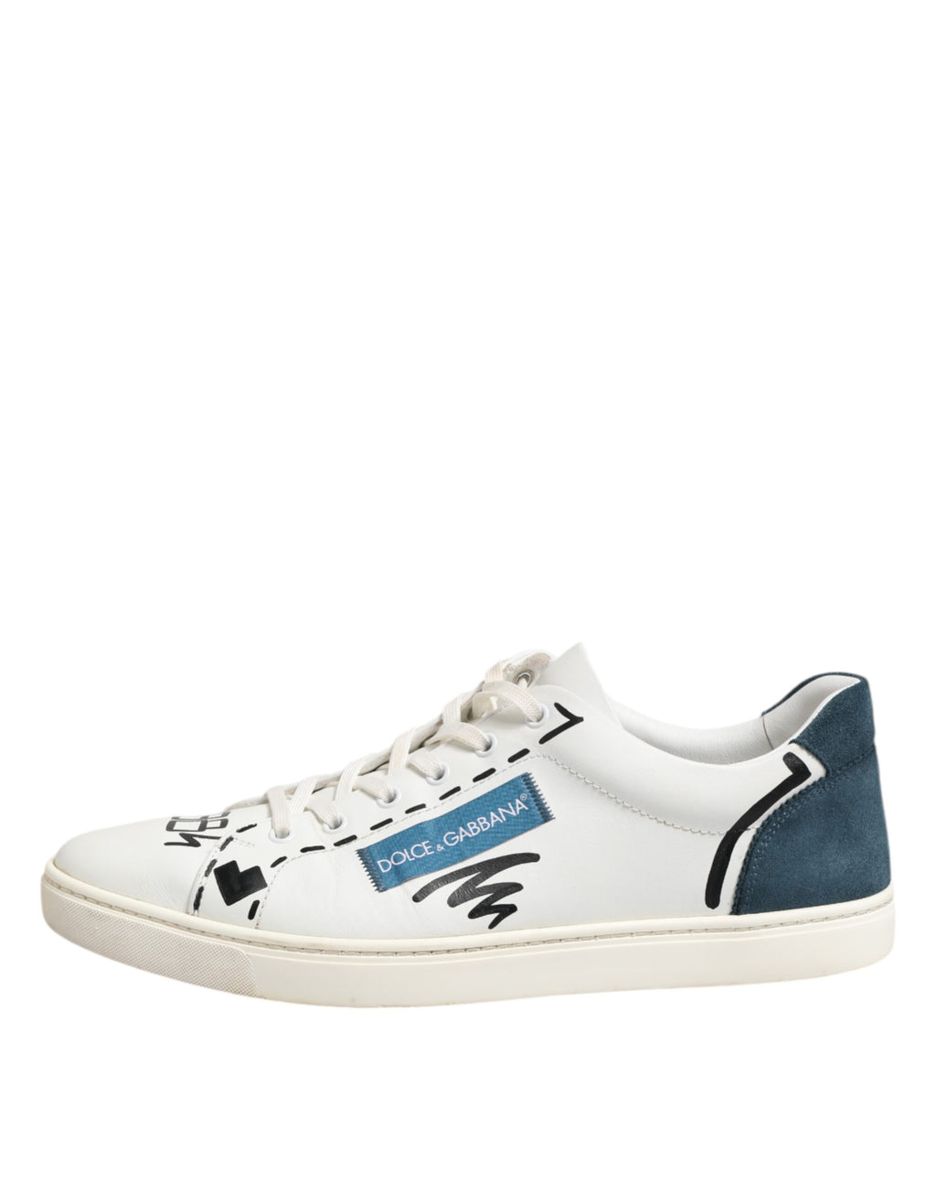 Dolce & Gabbana Weiße Leder bedruckte Low Top Sneakers Schuhe