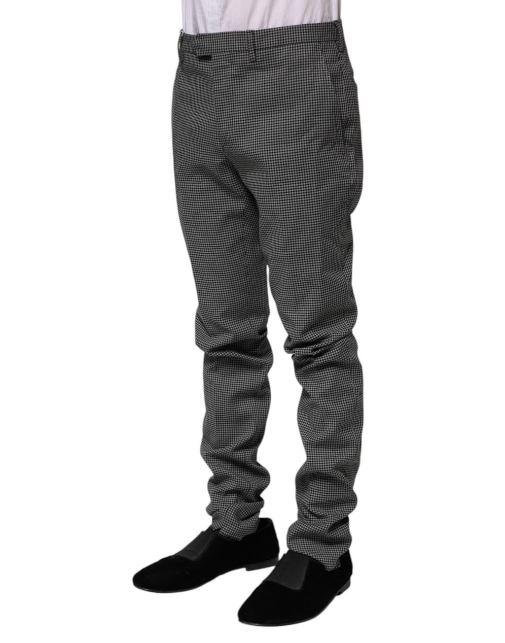 BENCIVENGA Schwarz-weiß karierte, spitz zulaufende Kleiderhosen
