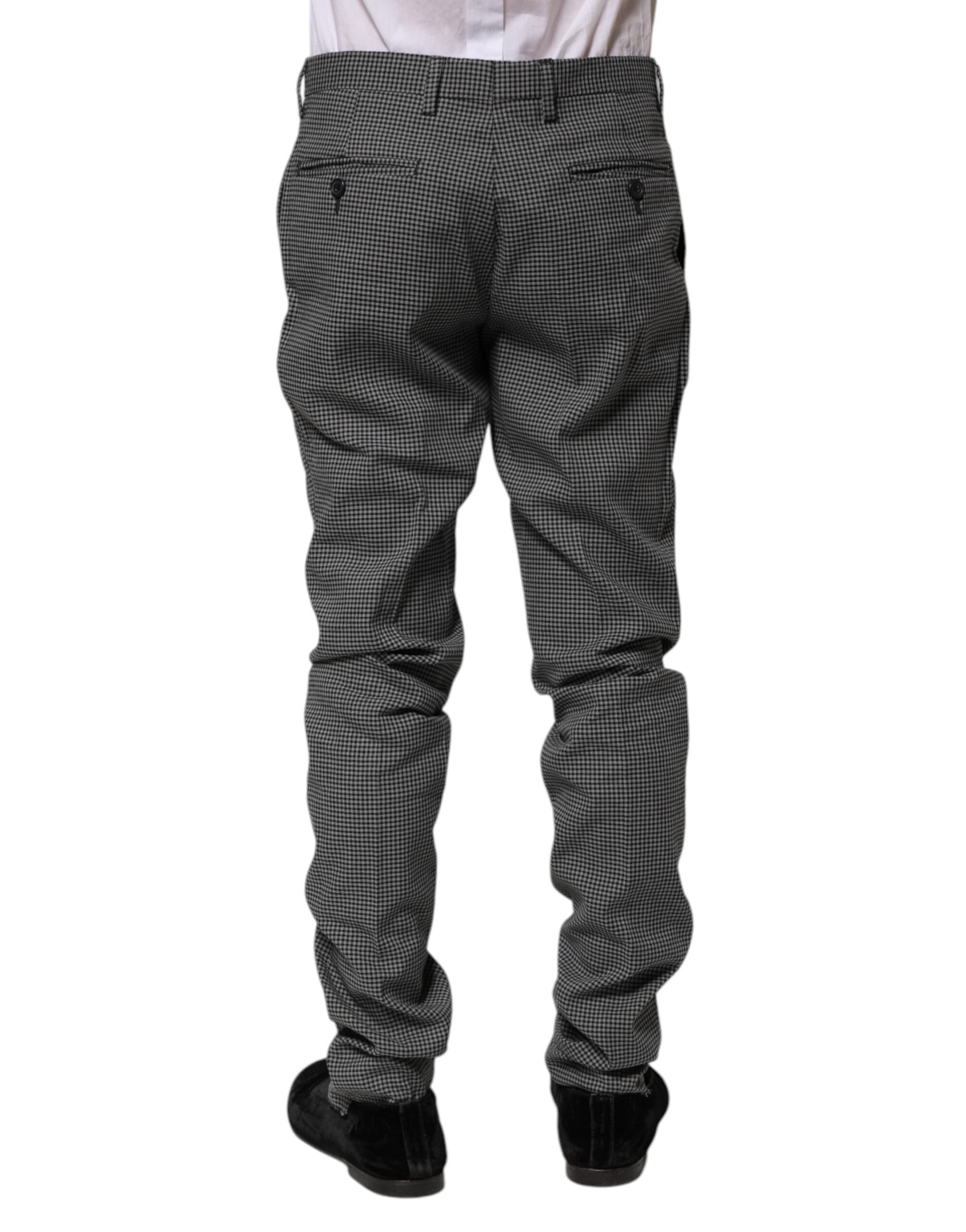 BENCIVENGA Schwarz-weiß karierte, spitz zulaufende Kleiderhosen