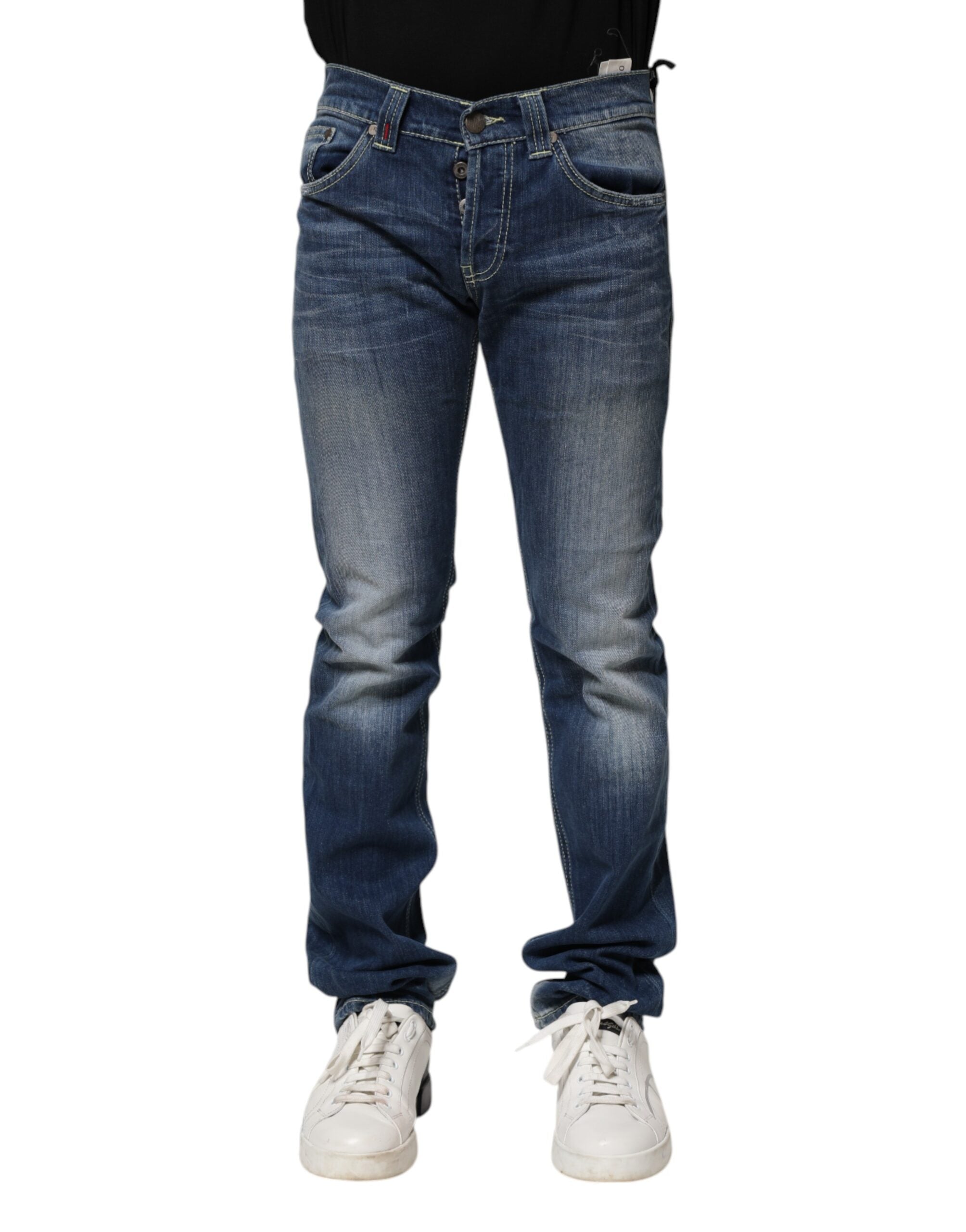 Dondup Blau gewaschene Skinny Fit Casual Herren Denim Jeans