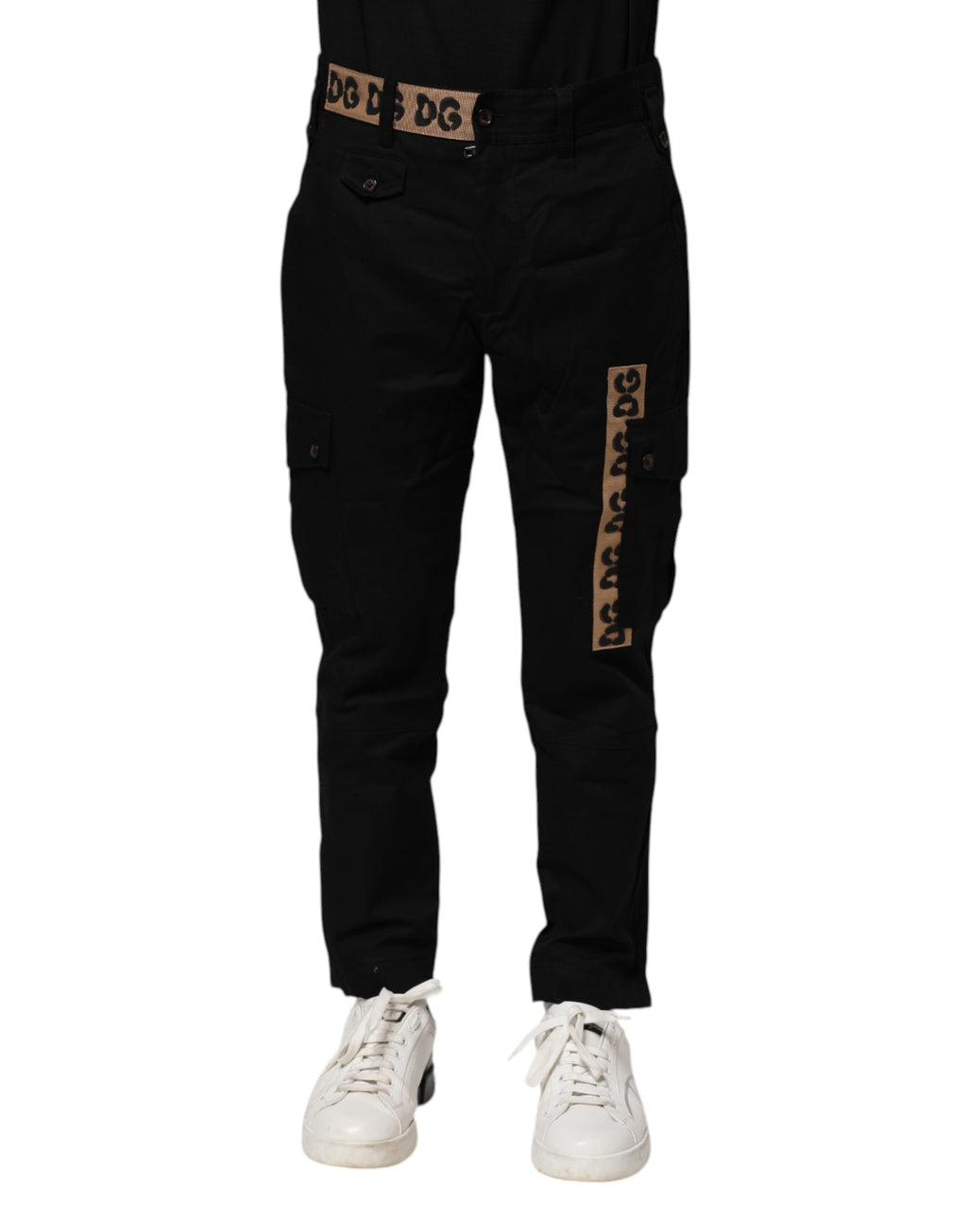 Dolce & Gabbana Schwarze Baumwoll-Cargo Freizeithose