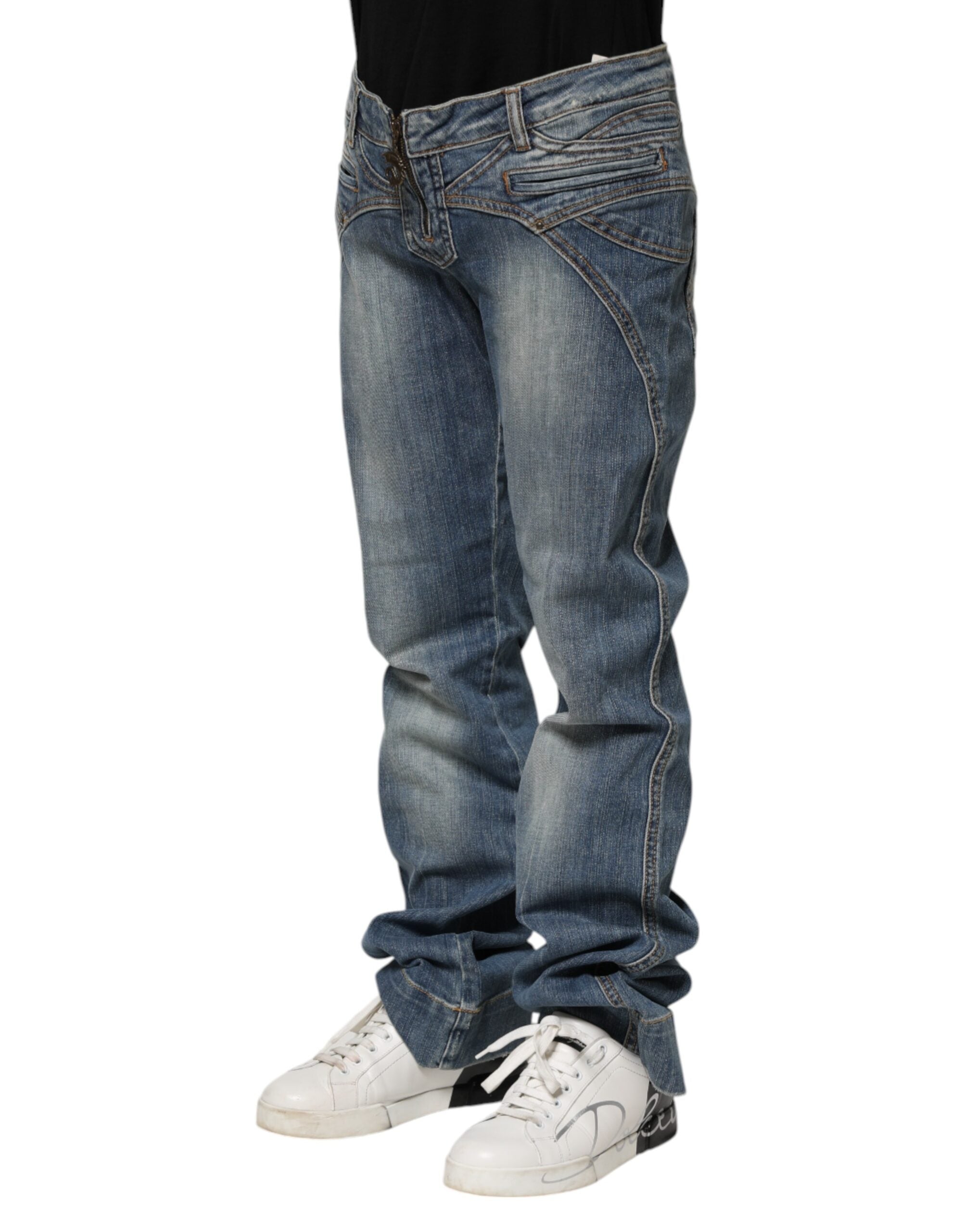 Just Cavalli Blau gewaschene Straight Fit Herren Denim Jeans
