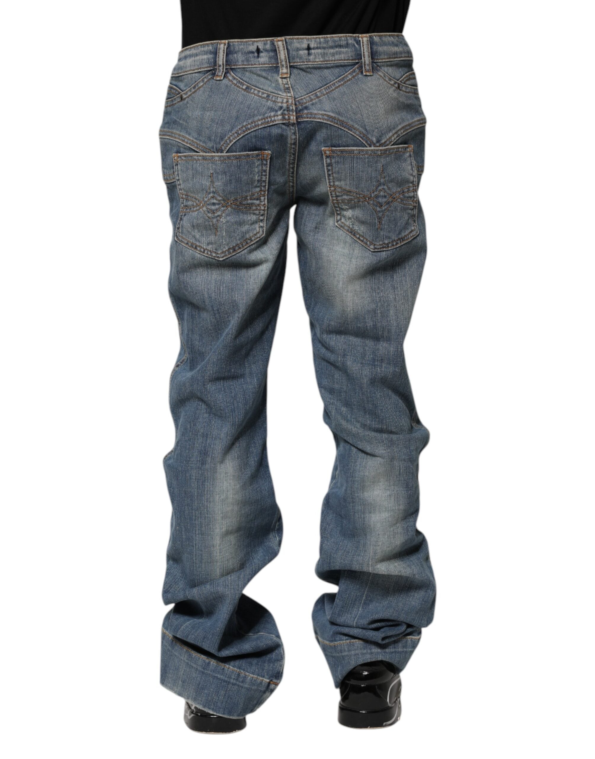 Just Cavalli Blau gewaschene Straight Fit Herren Denim Jeans