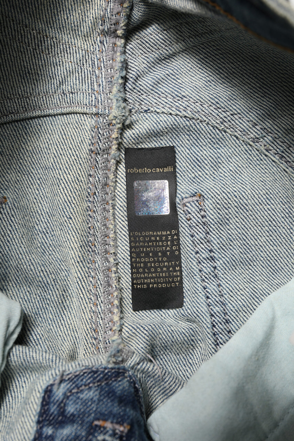 Just Cavalli Blau gewaschene Straight Fit Herren Denim Jeans