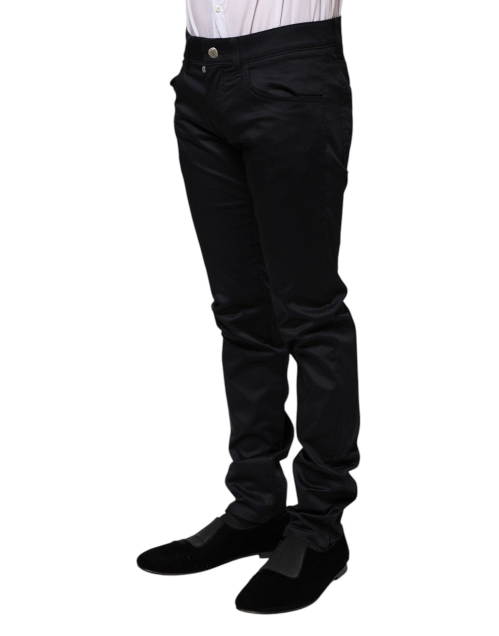 Dolce & Gabbana Schwarze Skinny-Hose mit mittlerer Taille aus Baumwolle
