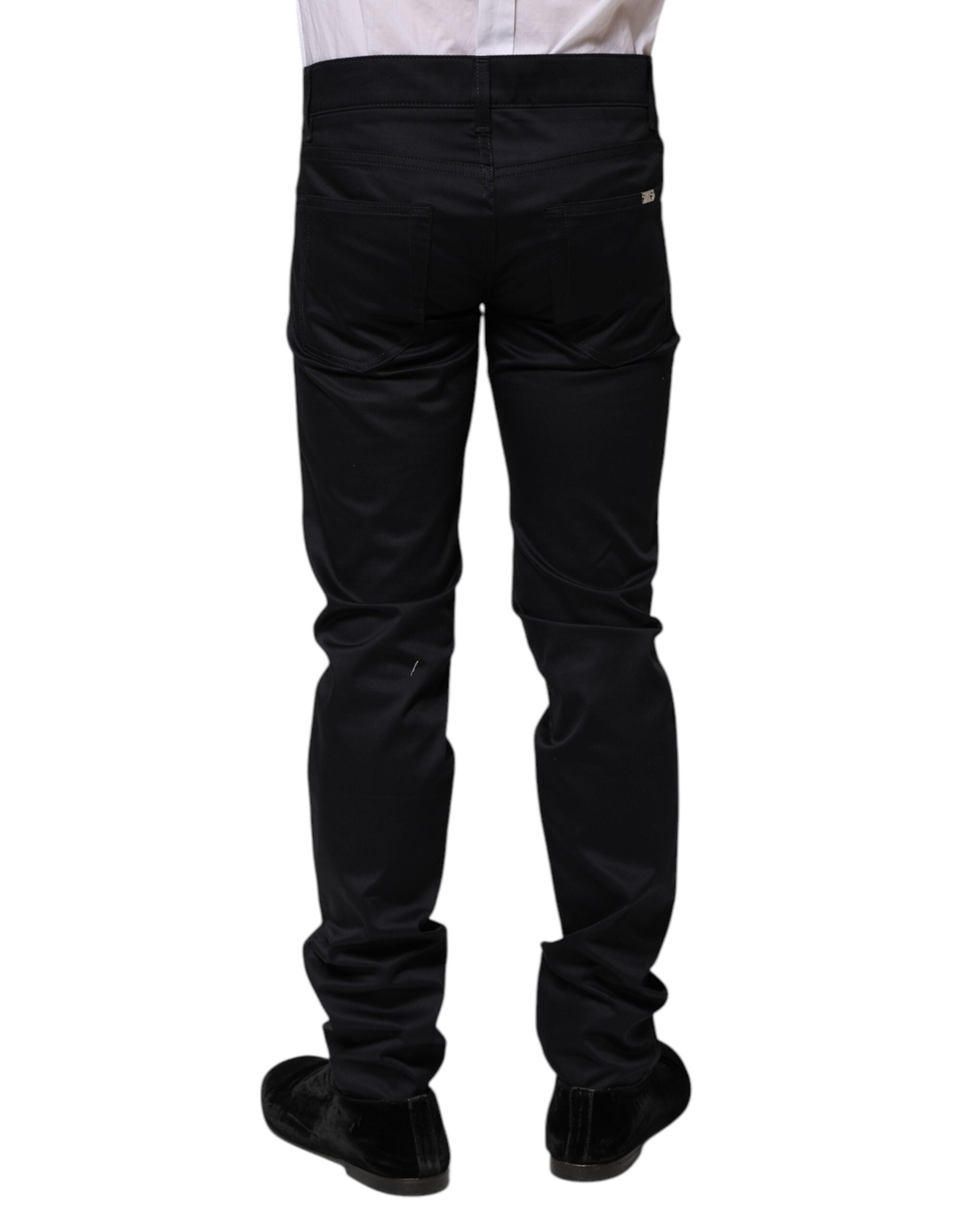 Dolce & Gabbana Schwarze Skinny-Hose mit mittlerer Taille aus Baumwolle