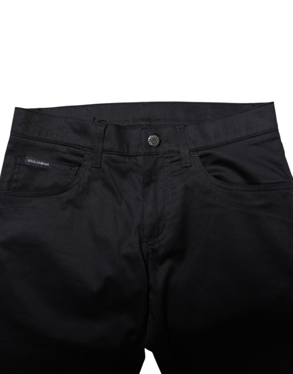 Dolce & Gabbana Schwarze Skinny-Hose mit mittlerer Taille aus Baumwolle