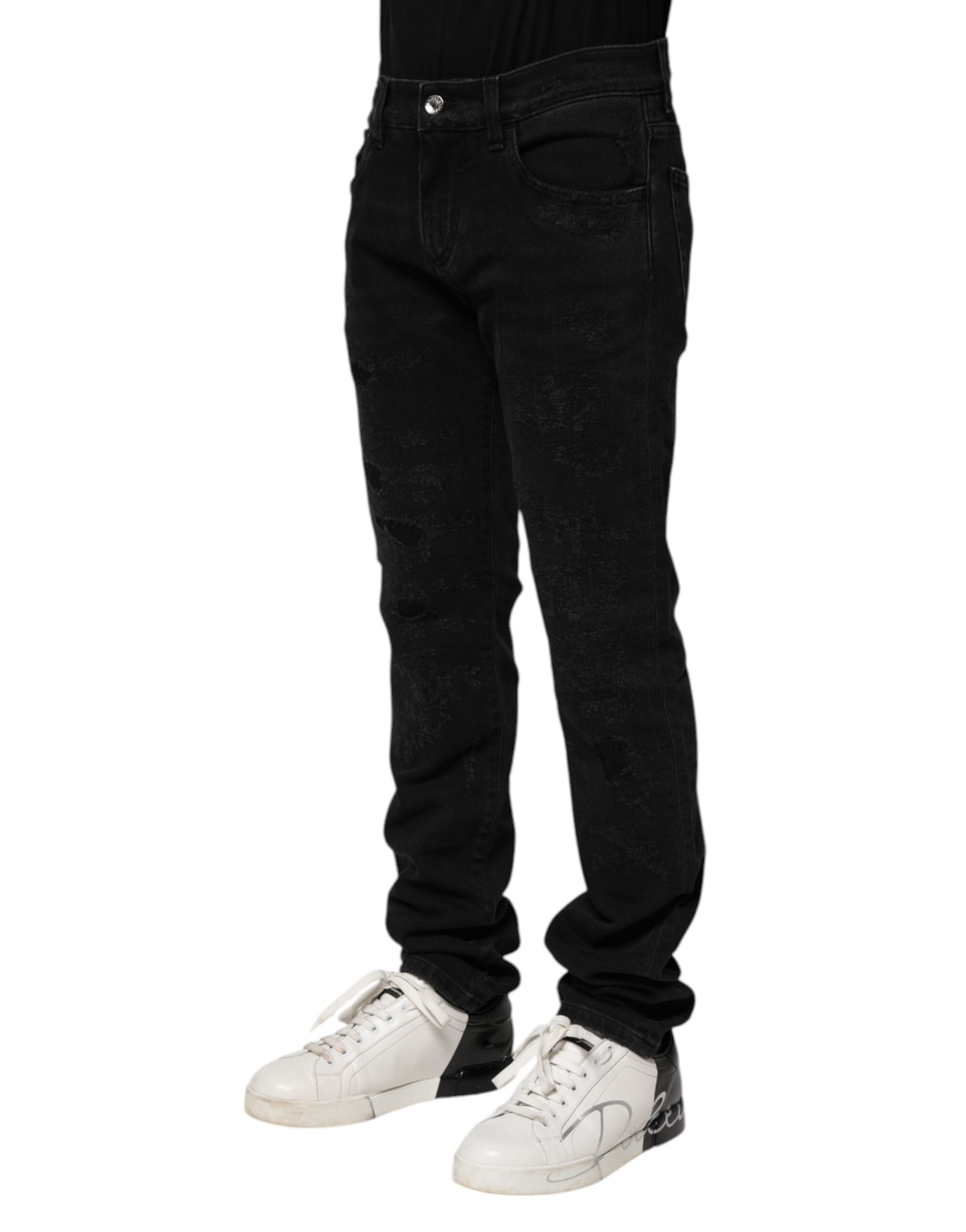 Dolce & Gabbana Schwarz Baumwolle Skinny Männer Denim Jeans