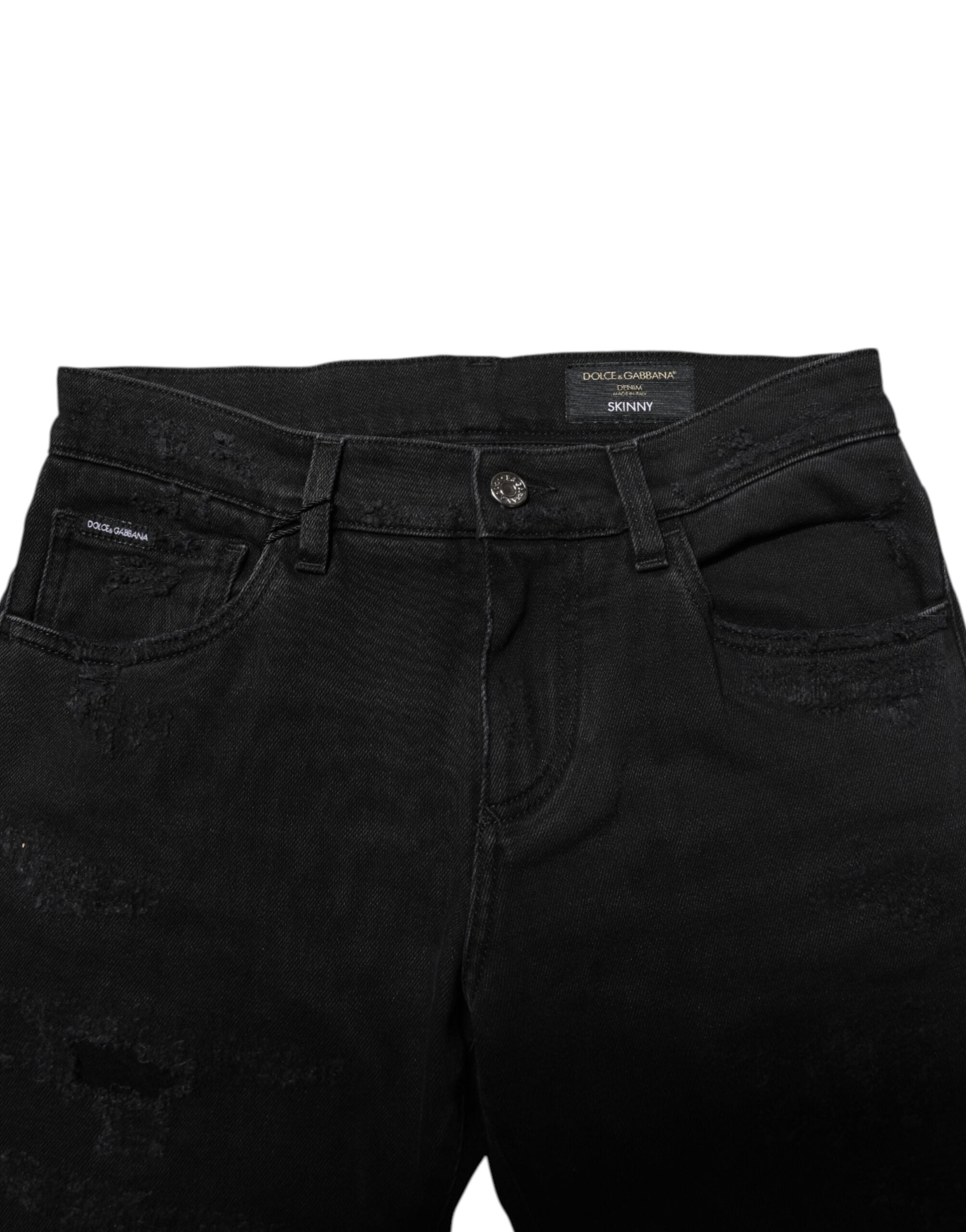 Dolce & Gabbana Schwarz Baumwolle Skinny Männer Denim Jeans