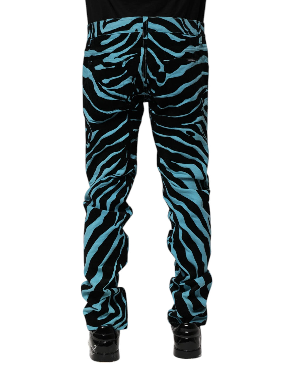 Dolce & Gabbana Blauschwarz gestreifte Skinny Denim Jeans