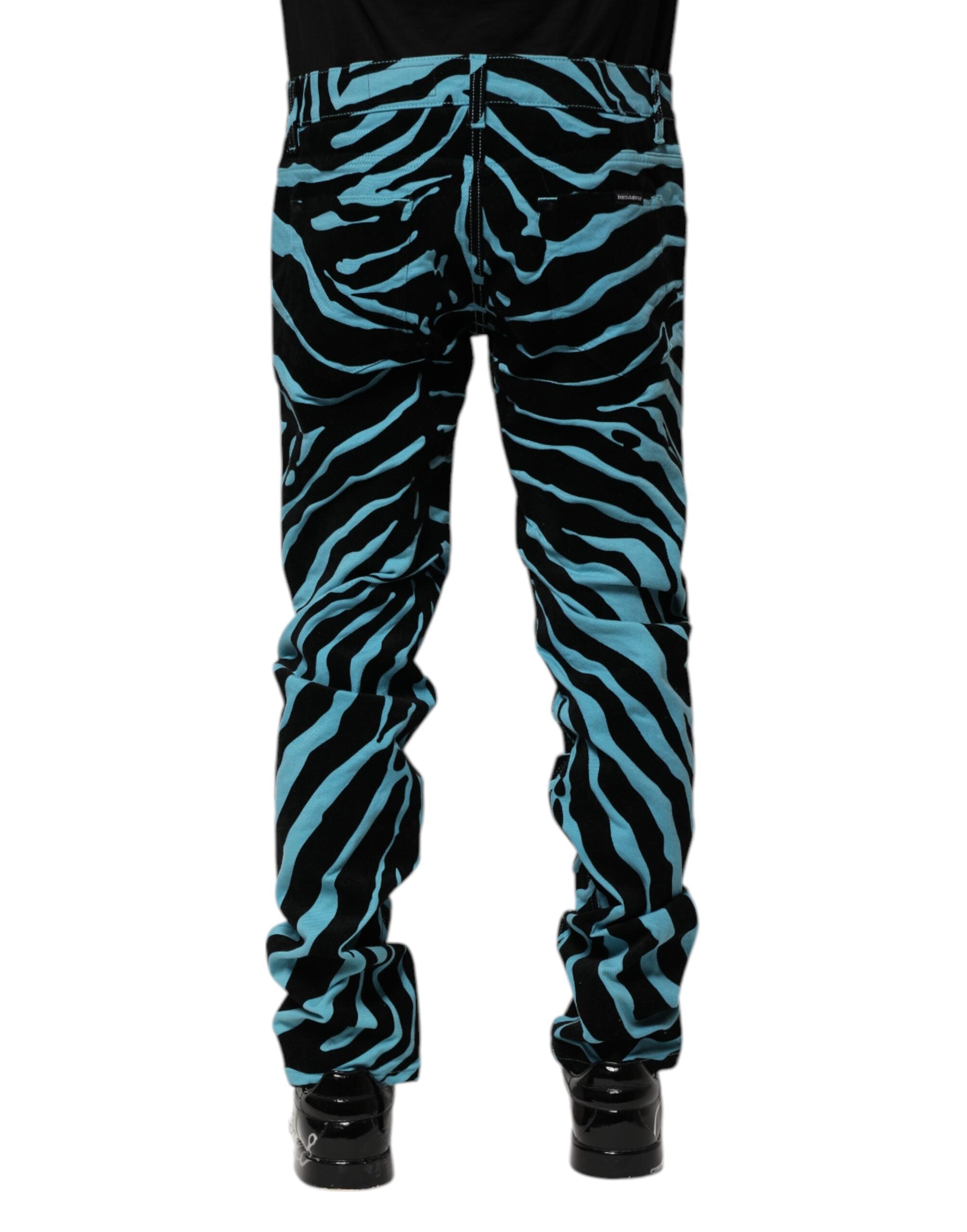 Dolce & Gabbana Blauschwarz gestreifte Skinny Denim Jeans