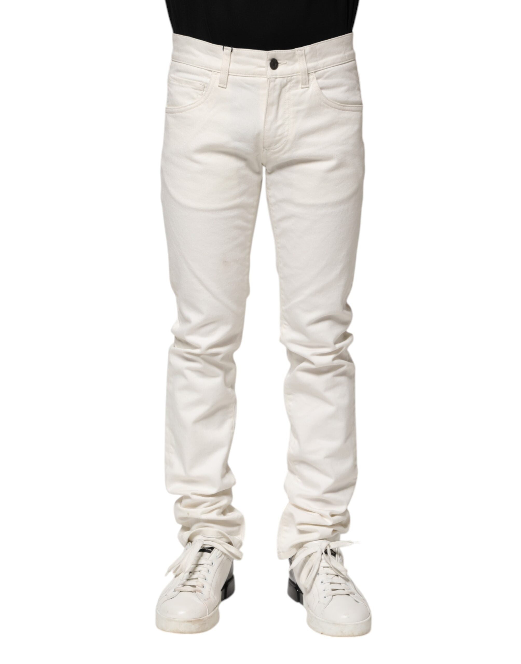 Dolce & Gabbana Weiße Baumwolle Skinny Männer Denim Jeans