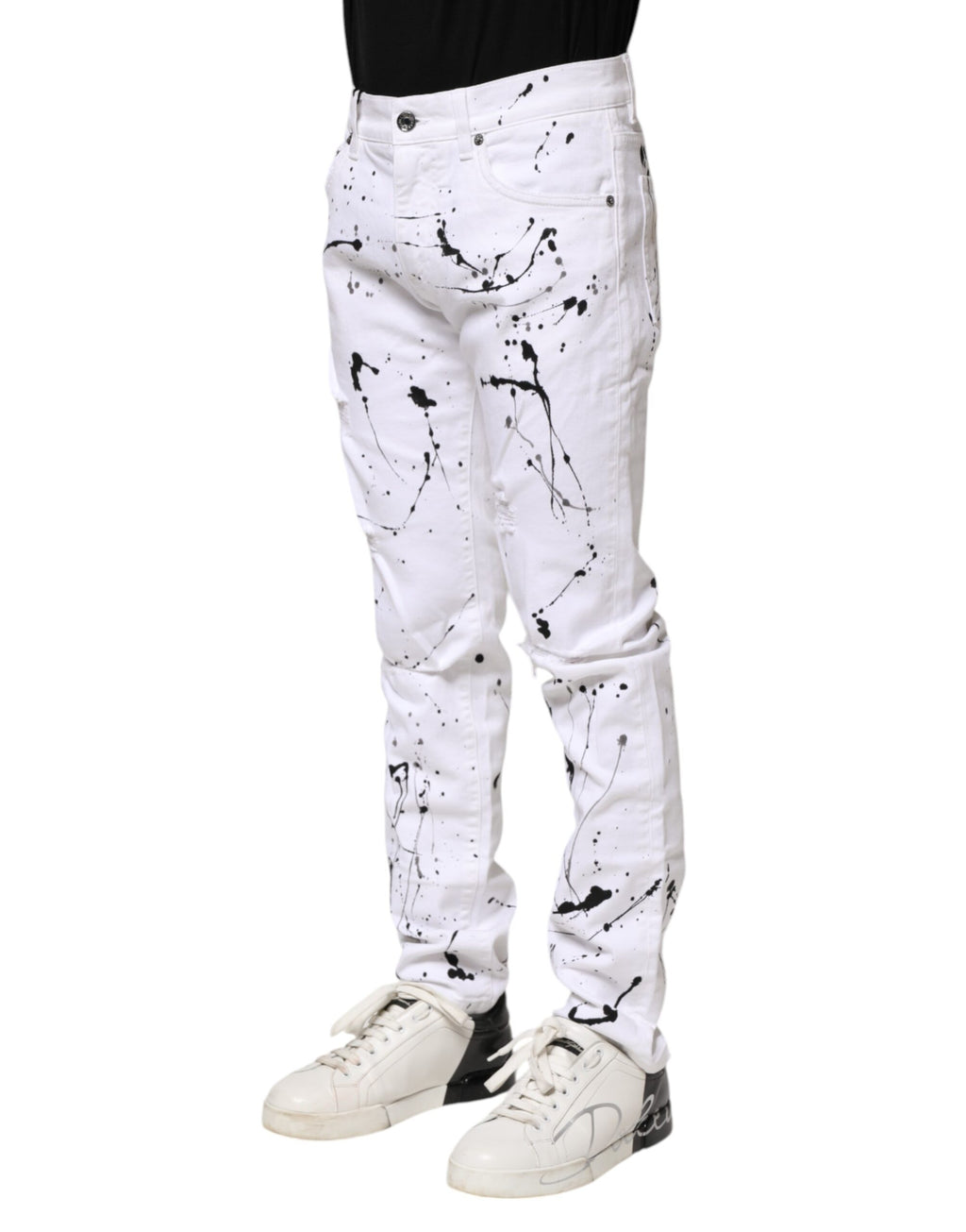 Dolce & Gabbana Weiße ColorSplash Skinny Denim Jeans