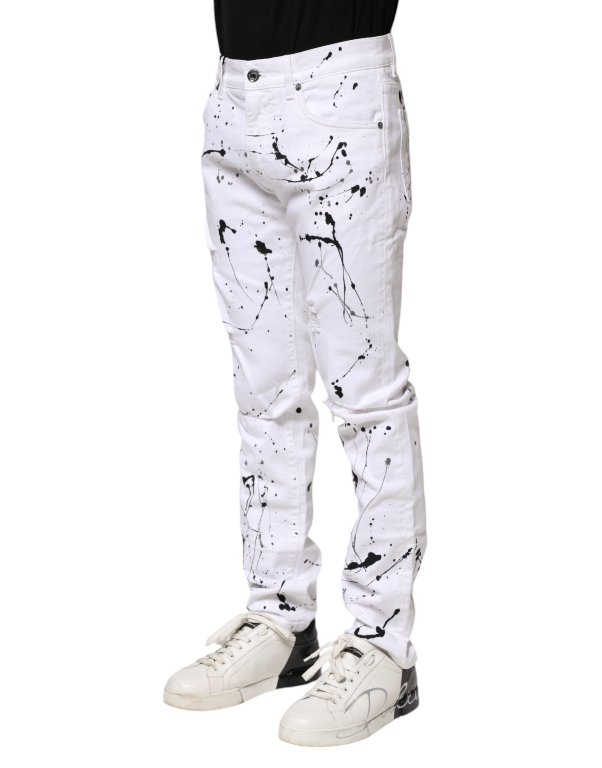 Dolce & Gabbana Weiße ColorSplash Skinny Denim Jeans