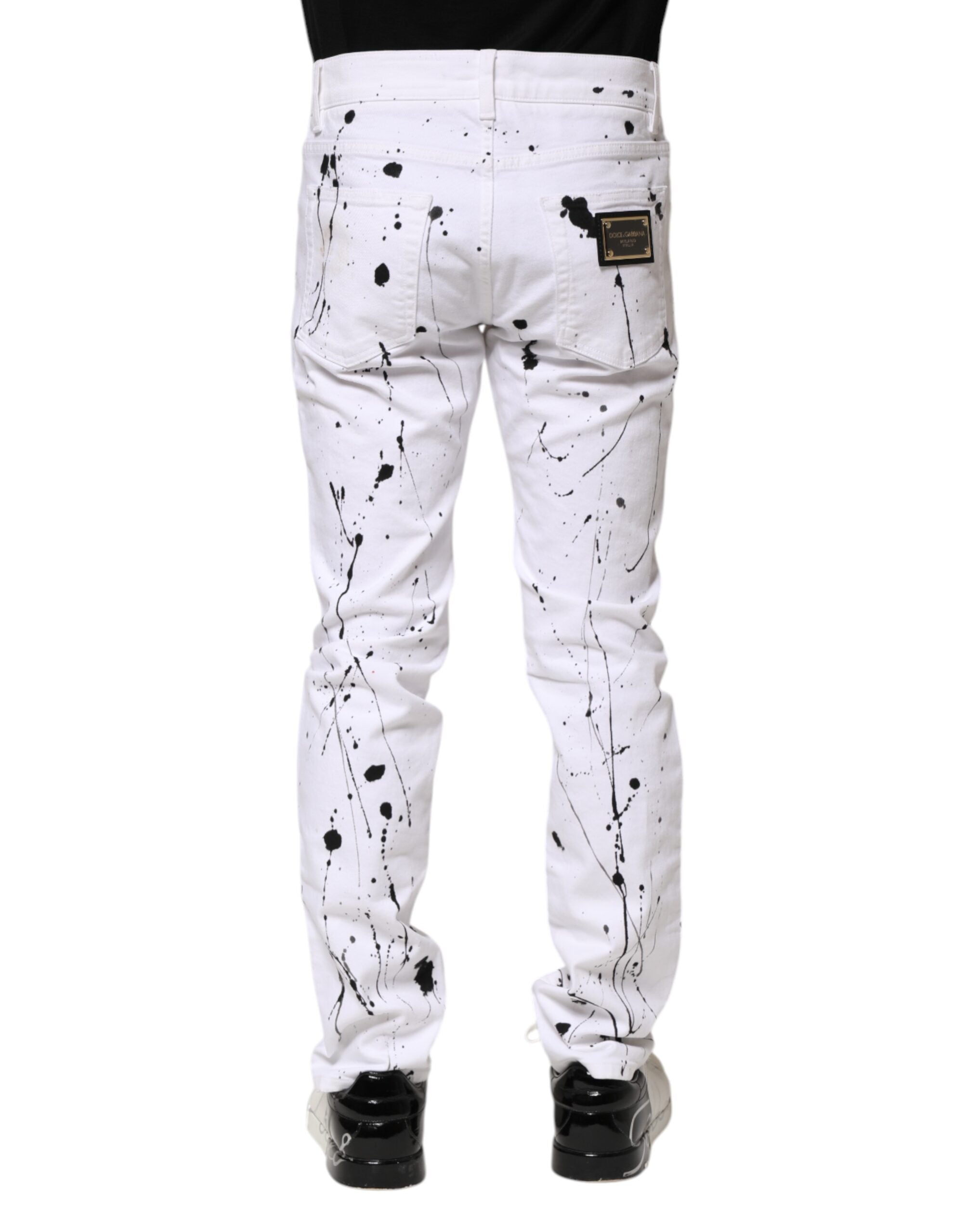 Dolce & Gabbana Weiße ColorSplash Skinny Denim Jeans