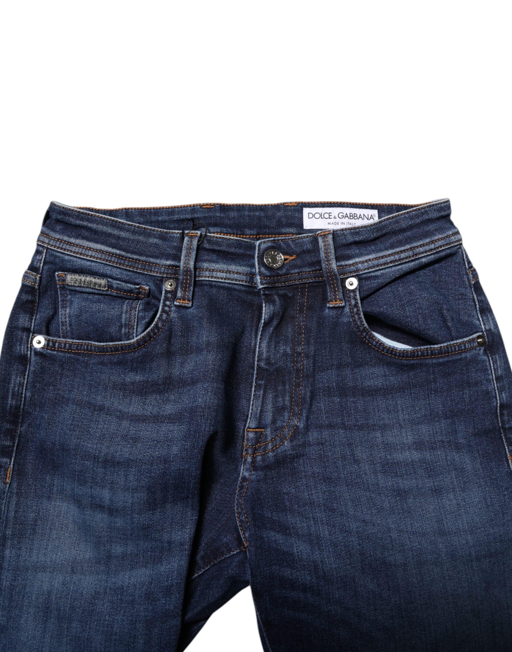 Dolce & Gabbana Dunkelblaue Skinny Denim Jeans aus Baumwolle