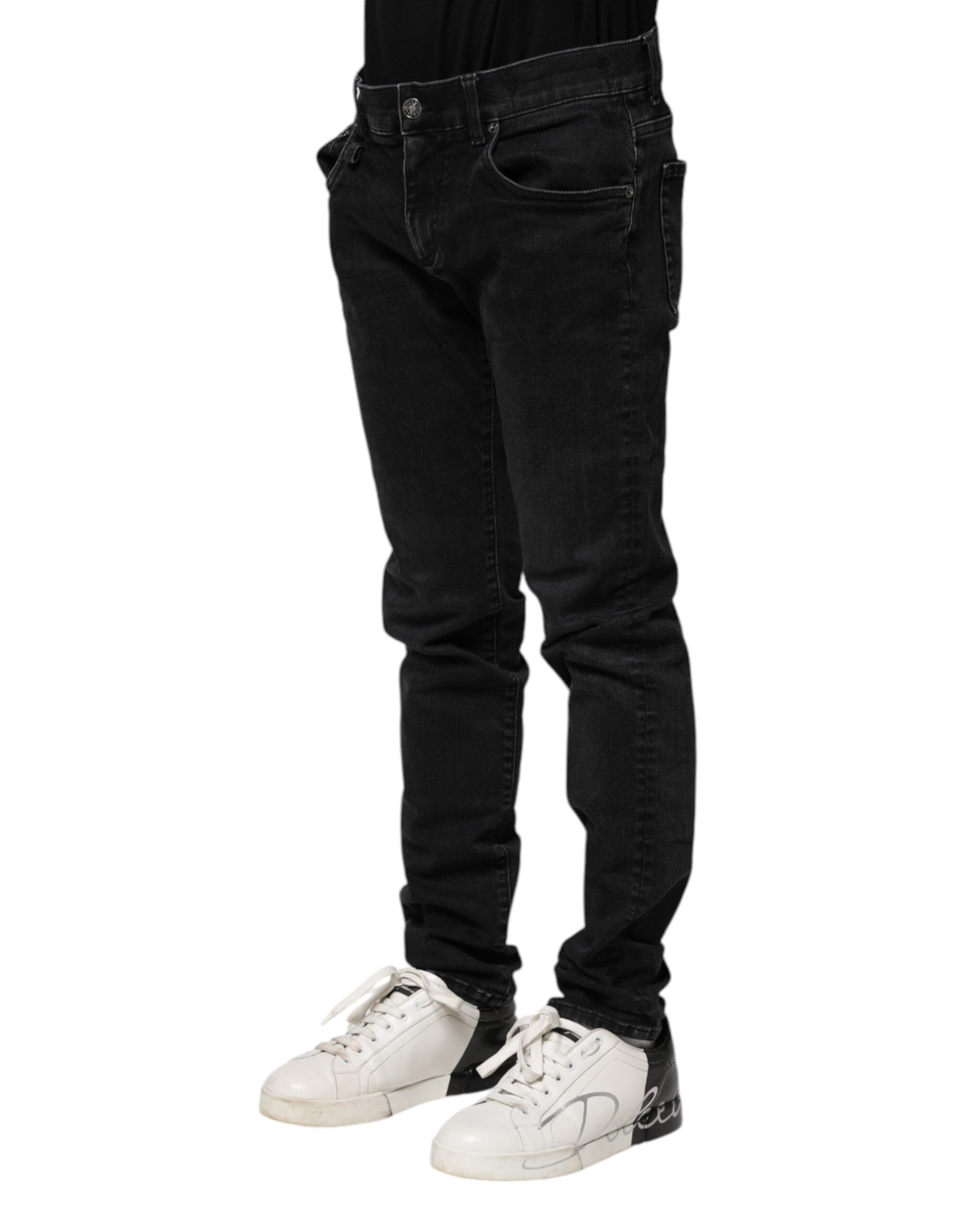 Dolce & Gabbana Schwarz Baumwolle Skinny Männer Denim Jeans