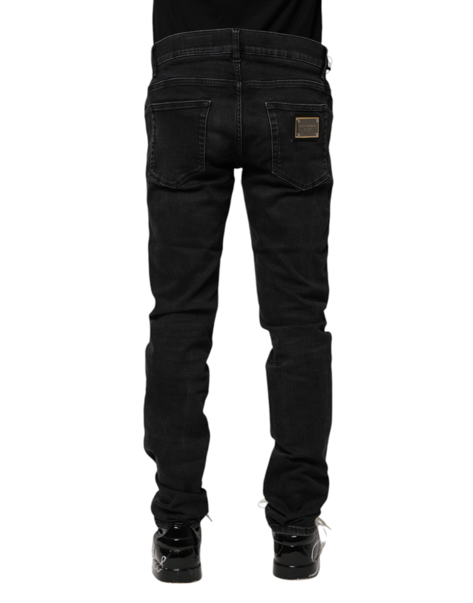 Dolce & Gabbana Schwarz Baumwolle Skinny Männer Denim Jeans