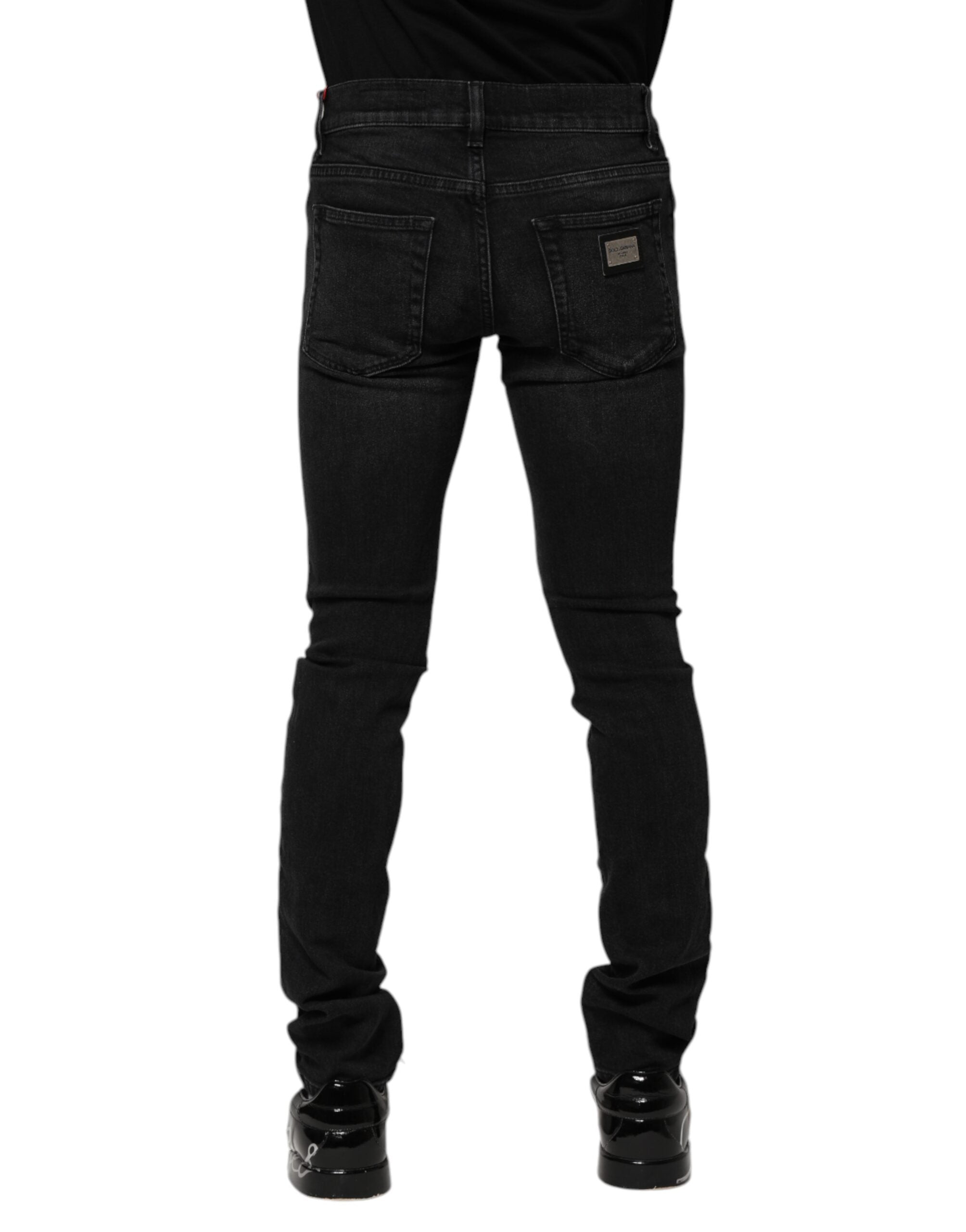 Dolce & Gabbana Schwarz Baumwolle Skinny Männer Denim Jeans