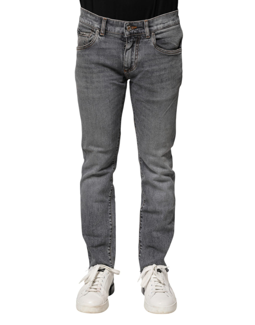 Dolce & Gabbana Graue Baumwolle Skinny Männer Denim Jeans