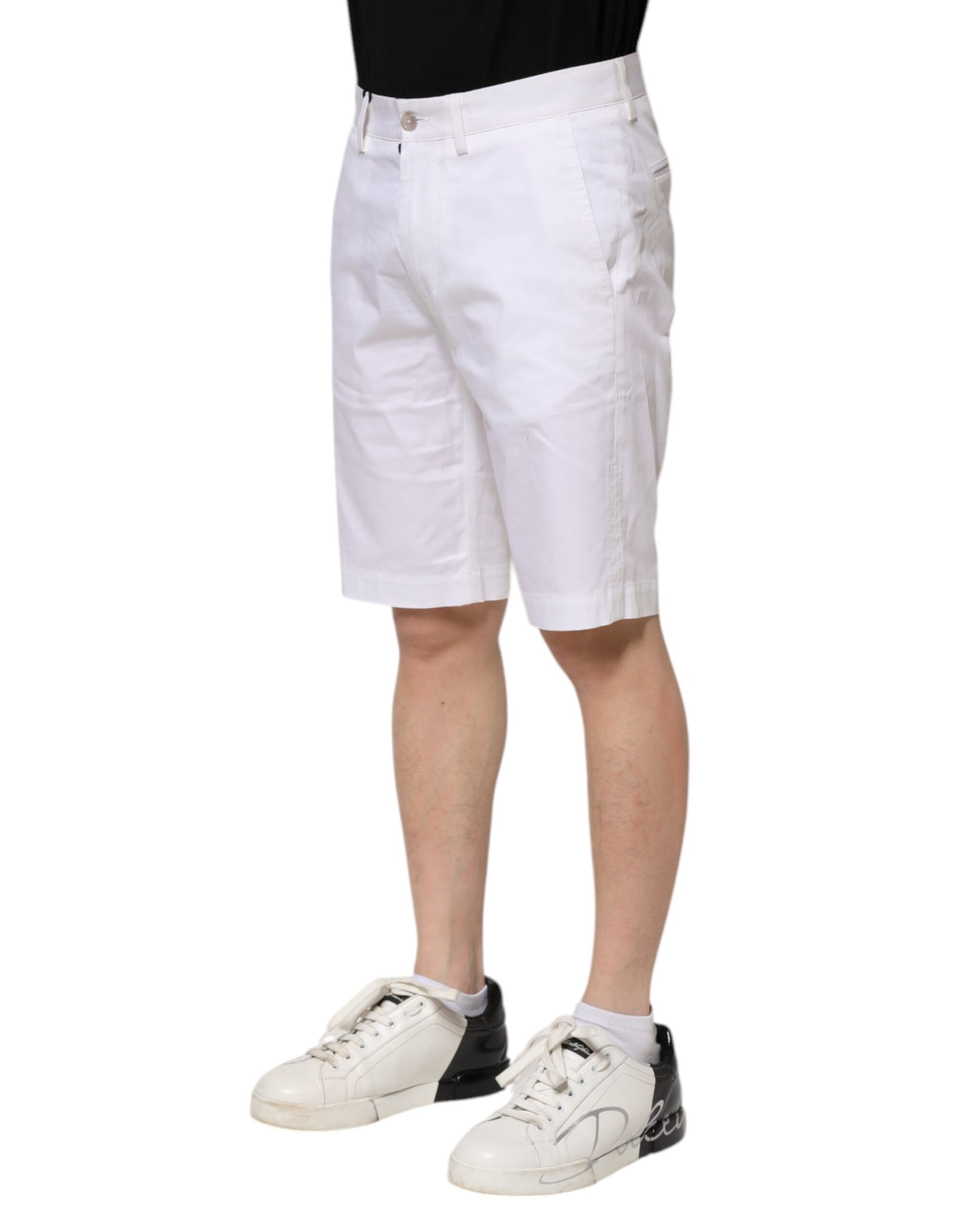 Dolce & Gabbana Weiße Baumwoll-Stretch Herren Denim Bermuda Shorts