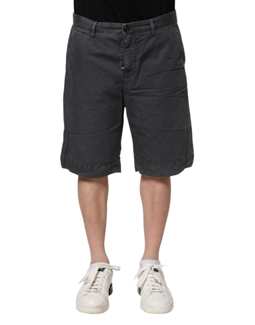 Dolce & Gabbana Dunkelgraue Bermuda-Shorts aus Baumwoll-Stretch-Denim