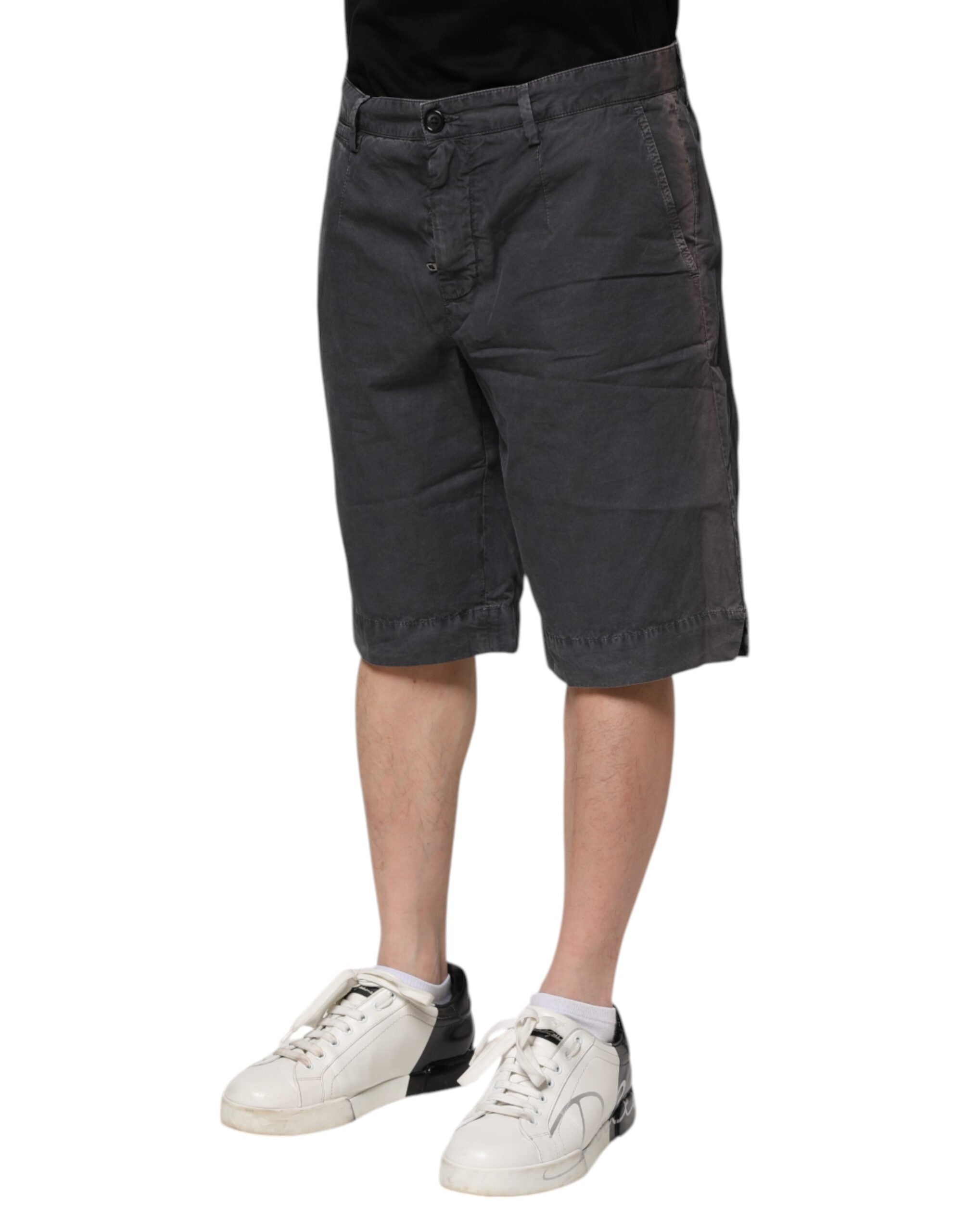 Dolce & Gabbana Dunkelgraue Bermuda-Shorts aus Baumwoll-Stretch-Denim