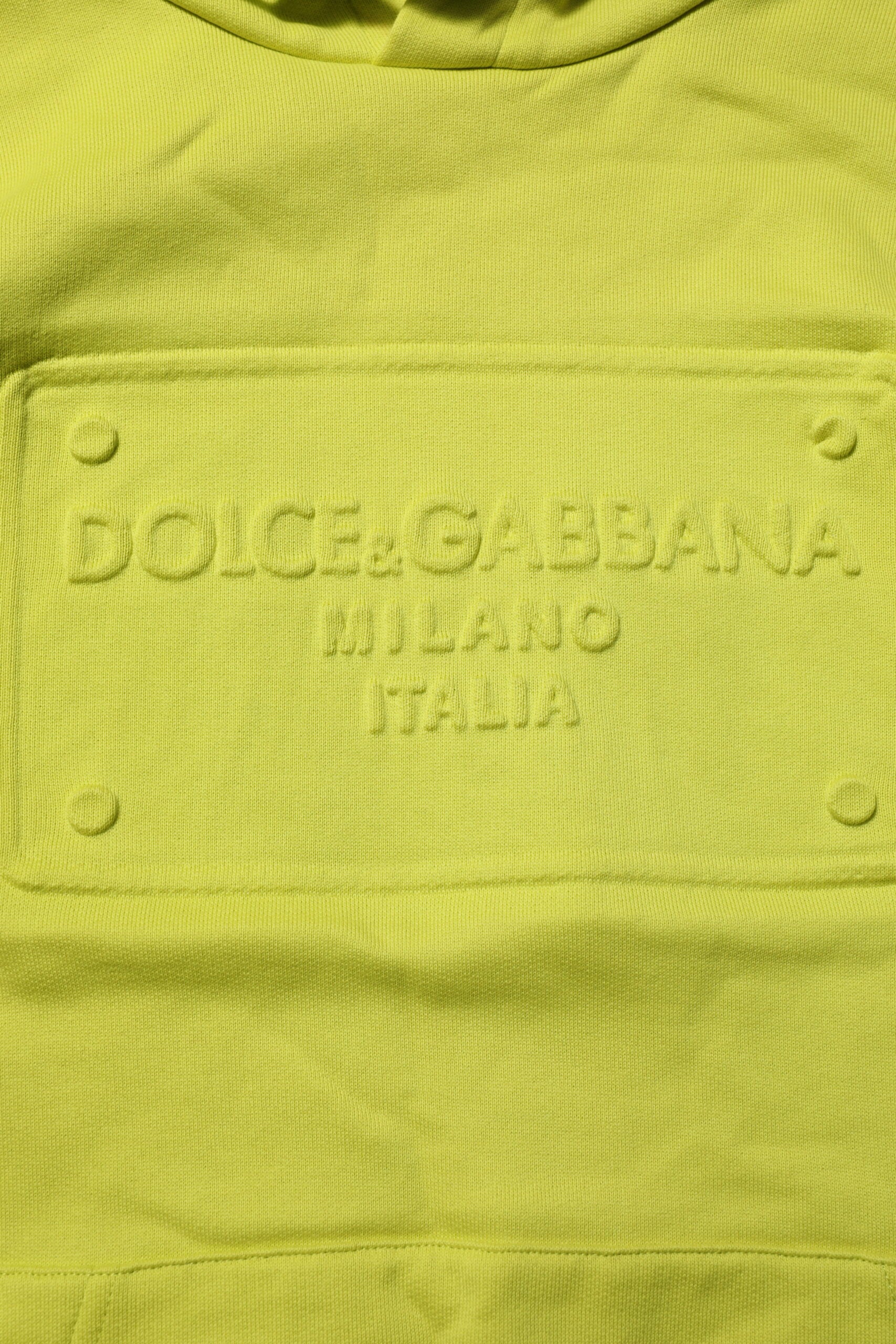 Dolce & Gabbana Grünes Logo-Sweatshirt aus Baumwolle mit Kapuze Pullover