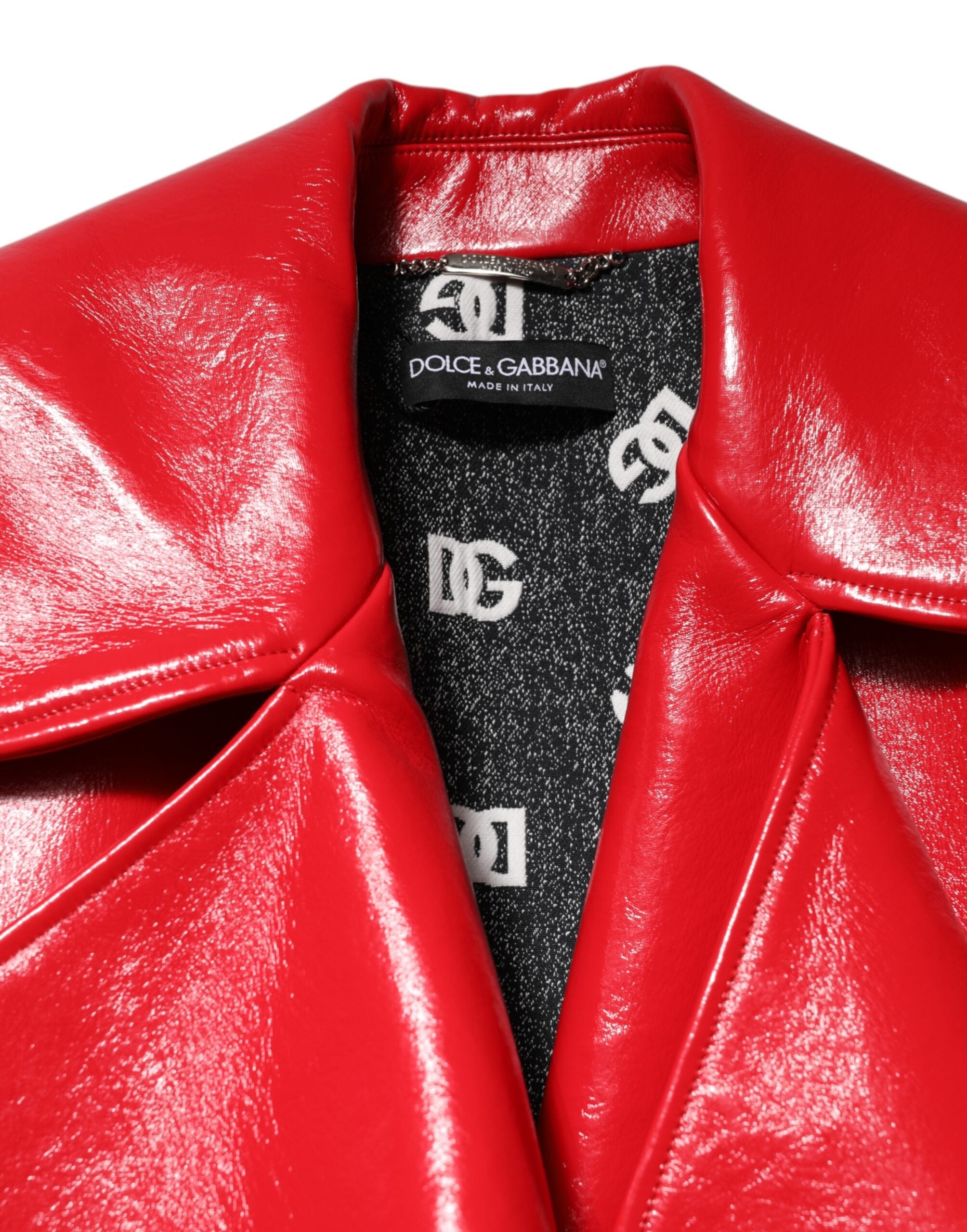 Dolce & Gabbana Rote Lammfelljacke mit Reißverschluss