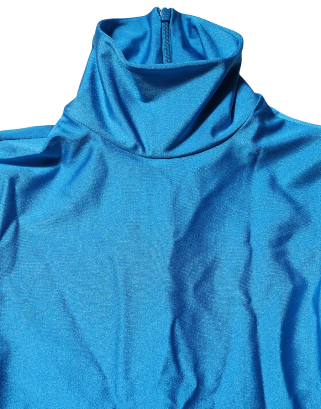 Dolce & Gabbana Blauer Nylon-Rollkragen-Bodycon-Jumpsuit-Kleid