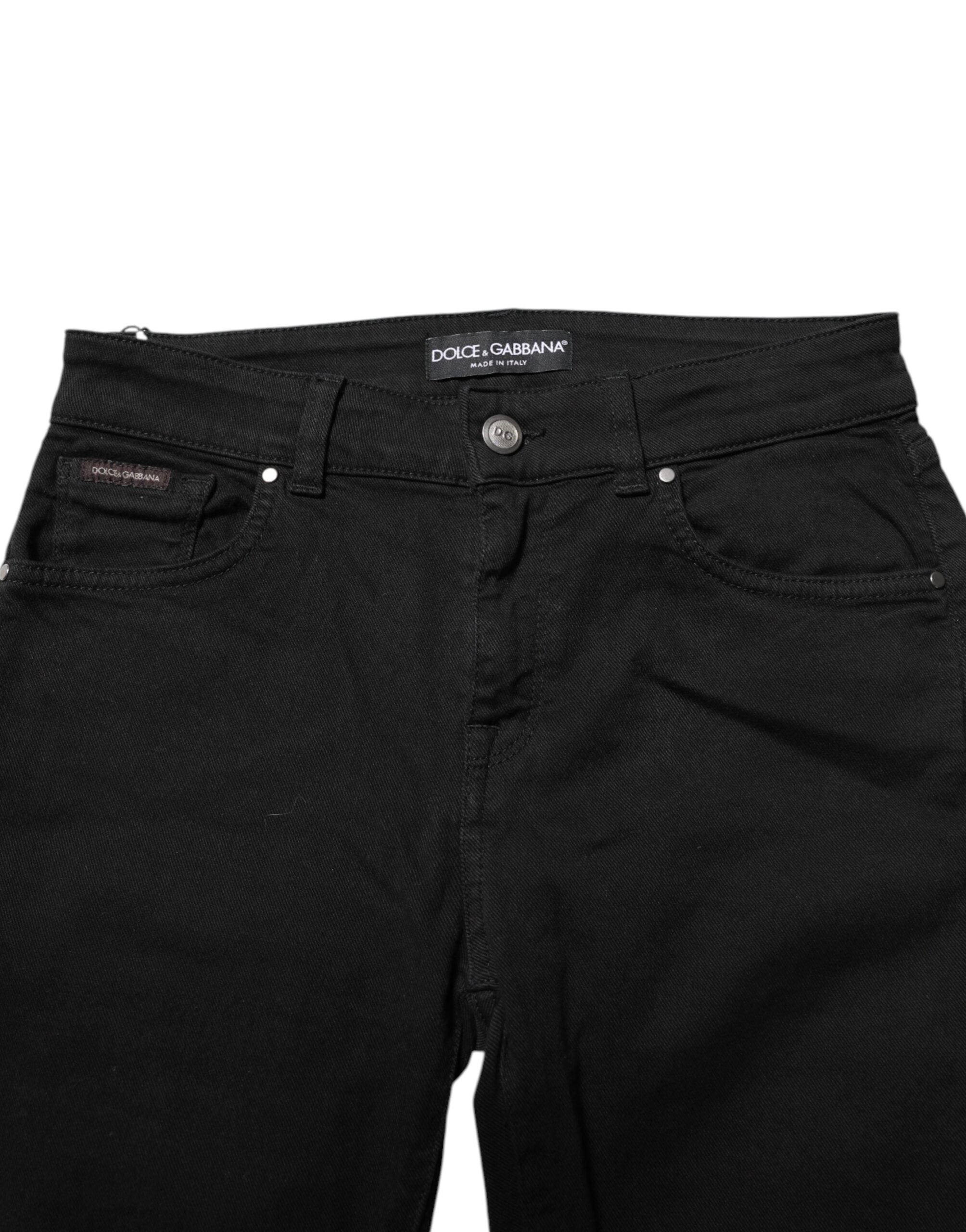 Dolce & Gabbana Schwarze Skinny Denim-Jeans mit mittlerer Taille aus Baumwolle