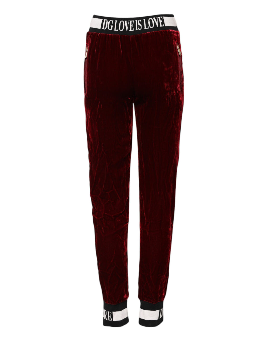 Dolce & Gabbana Rote Viskose DG Logo Mid Waist Hose