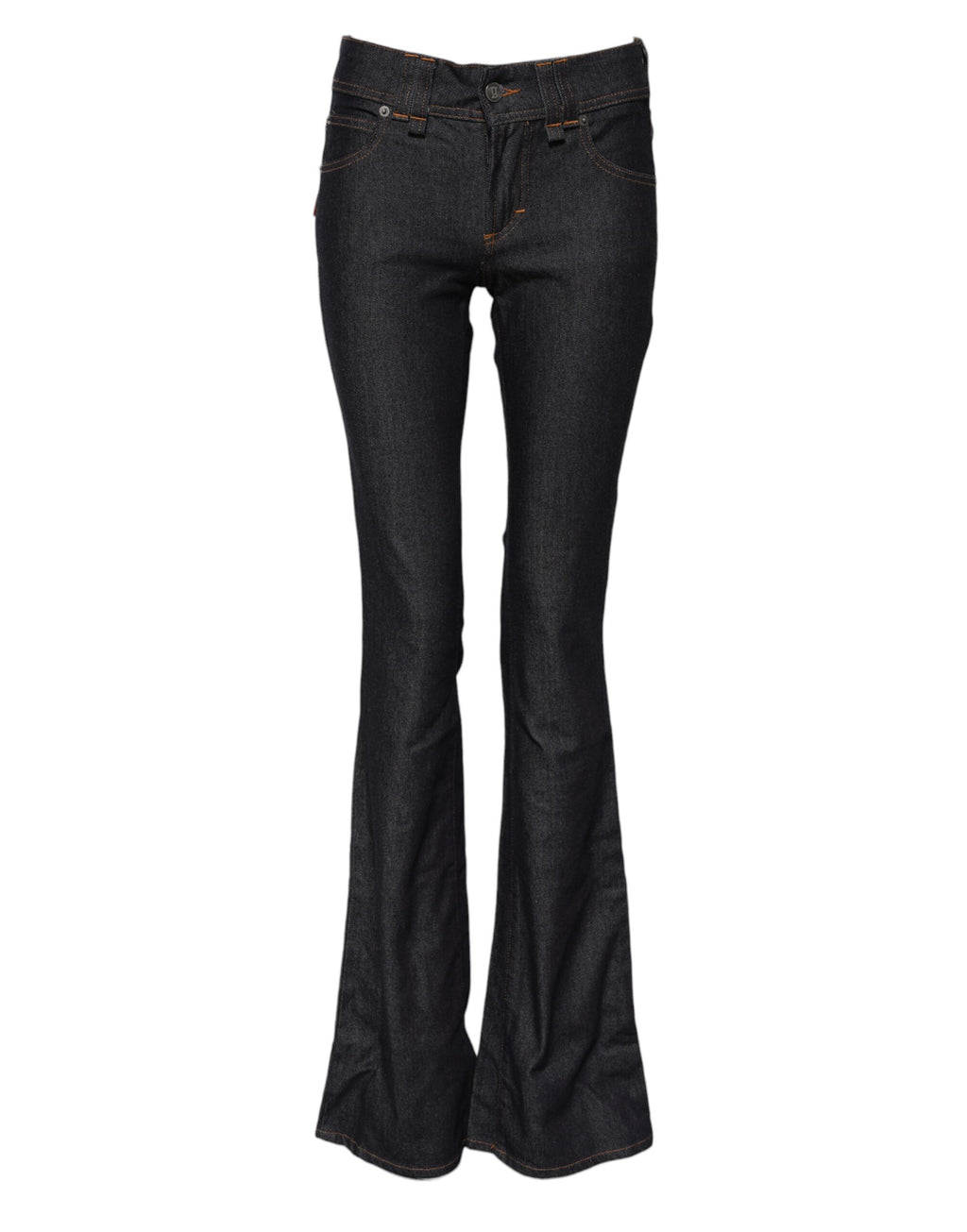 John Galliano Blaue Denim-Jeans mit breiter Taille und weitem Bein aus Baumwolle